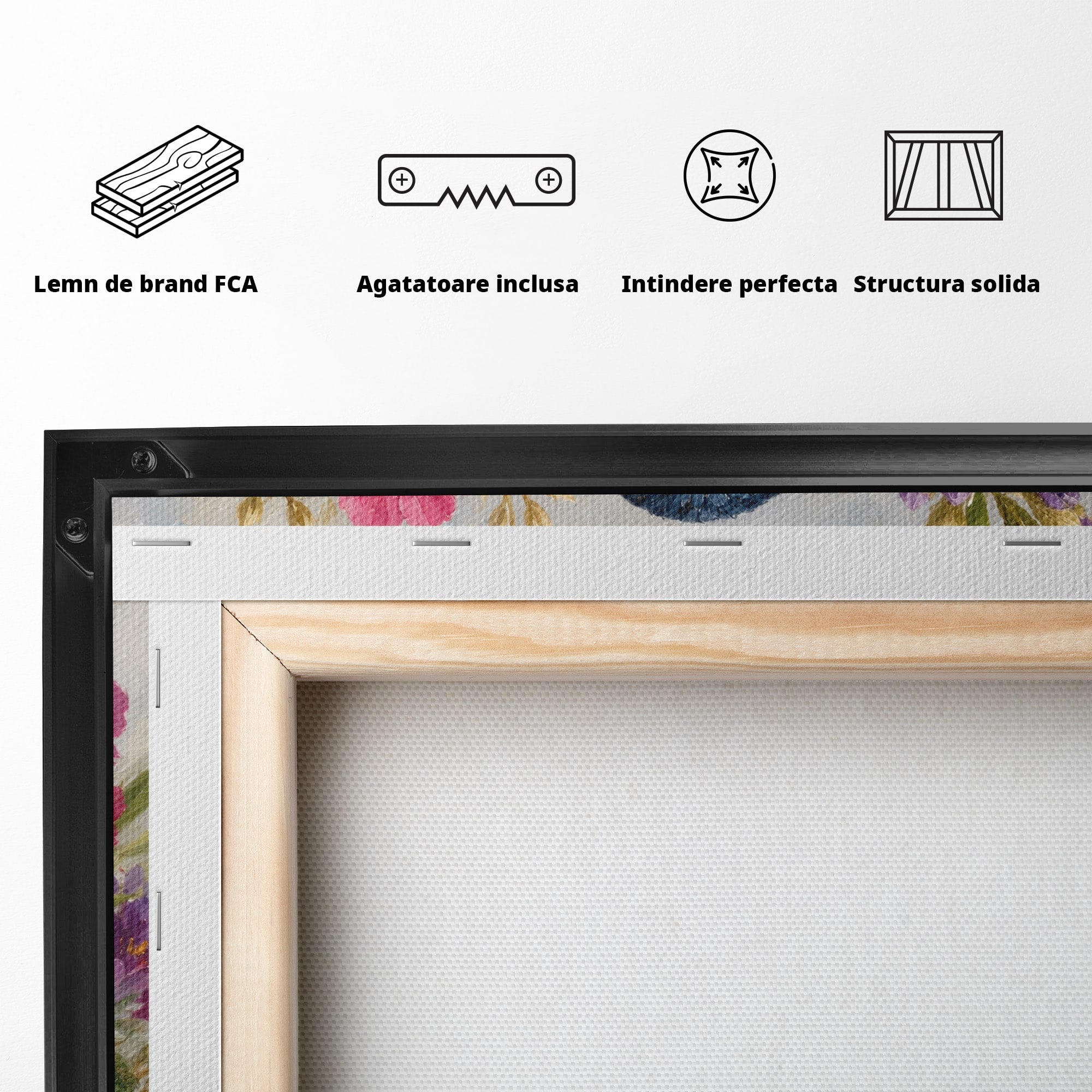 Tablou Canvas Premium LuxCanva® M1658, Pasare Printre Flori, Pasare, Flori, Natura, Primavara, Living, Dormitor, Culori Vibrante