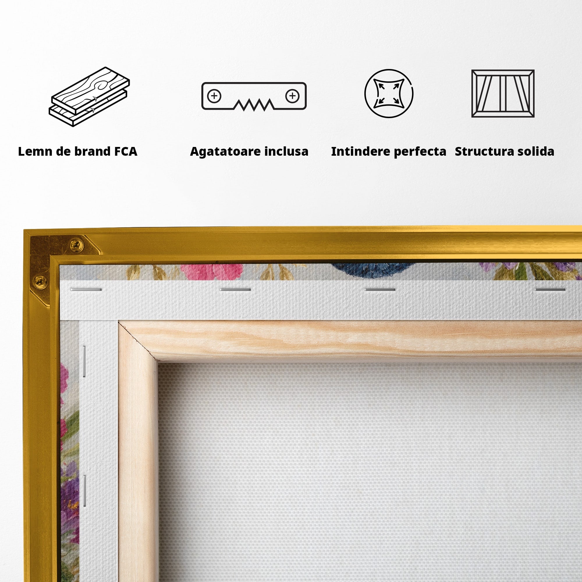 Tablou Canvas Premium LuxCanva® M1658, Pasare Printre Flori, Pasare, Flori, Natura, Primavara, Living, Dormitor, Culori Vibrante