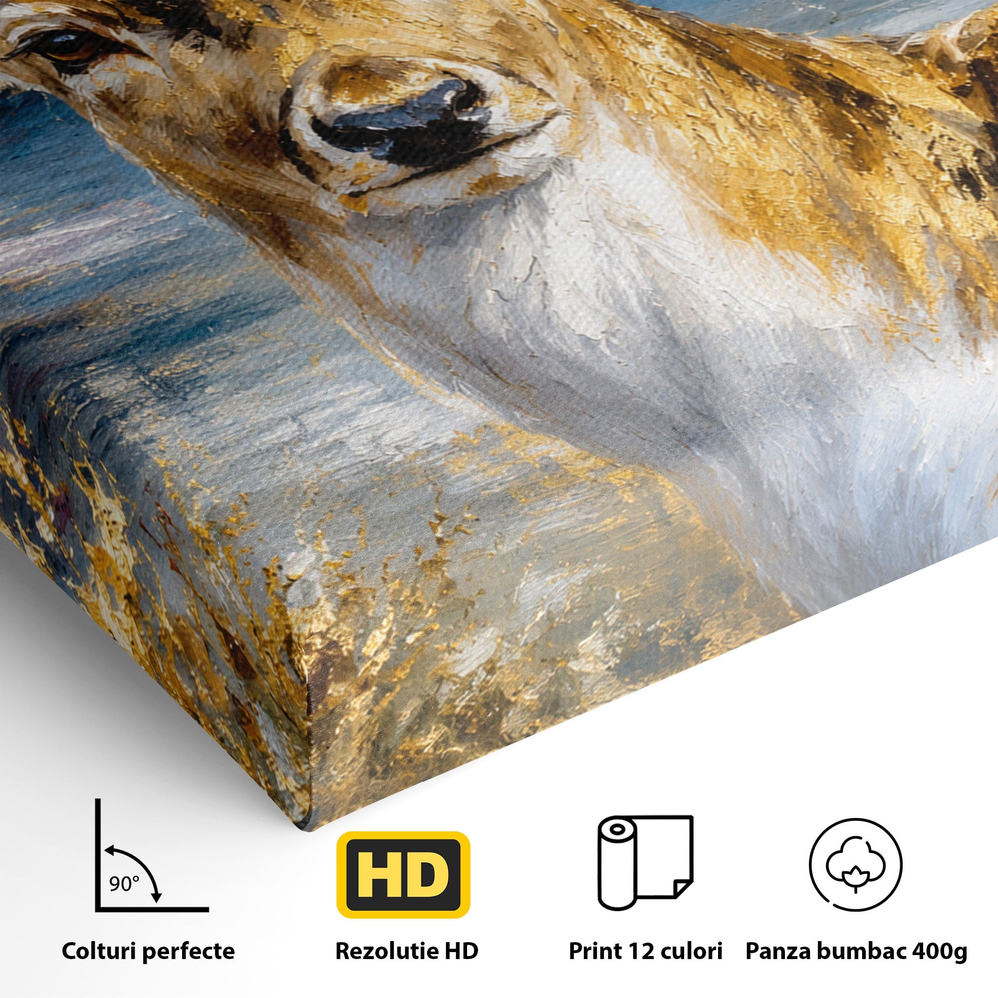 Tablou Canvas Premium LuxCanva® M1659, Cerbul Regal, Cerb, Natura, Peisaj, Living, Animale, Culori Vibrante
