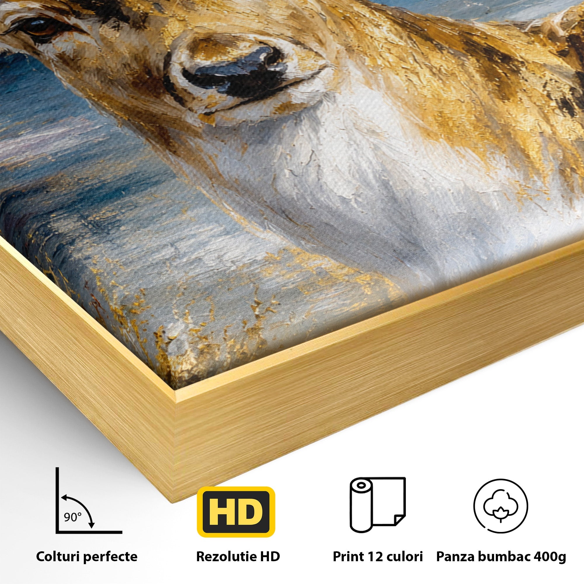 Tablou Canvas Premium LuxCanva® M1659, Cerbul Regal, Cerb, Natura, Peisaj, Living, Animale, Culori Vibrante