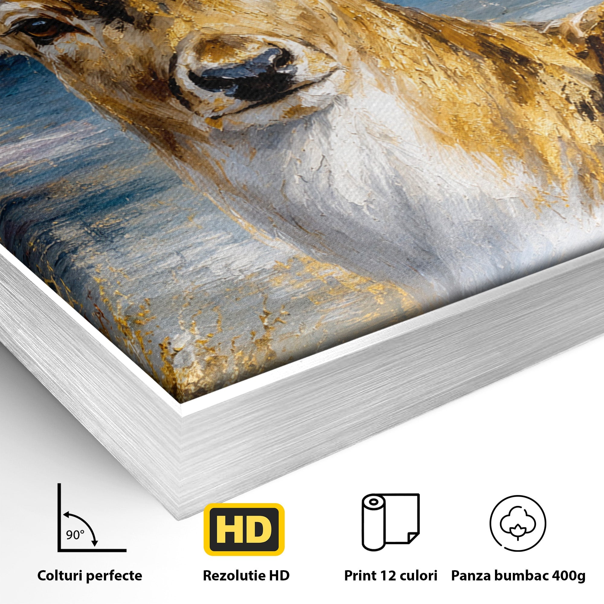 Tablou Canvas Premium LuxCanva® M1659, Cerbul Regal, Cerb, Natura, Peisaj, Living, Animale, Culori Vibrante