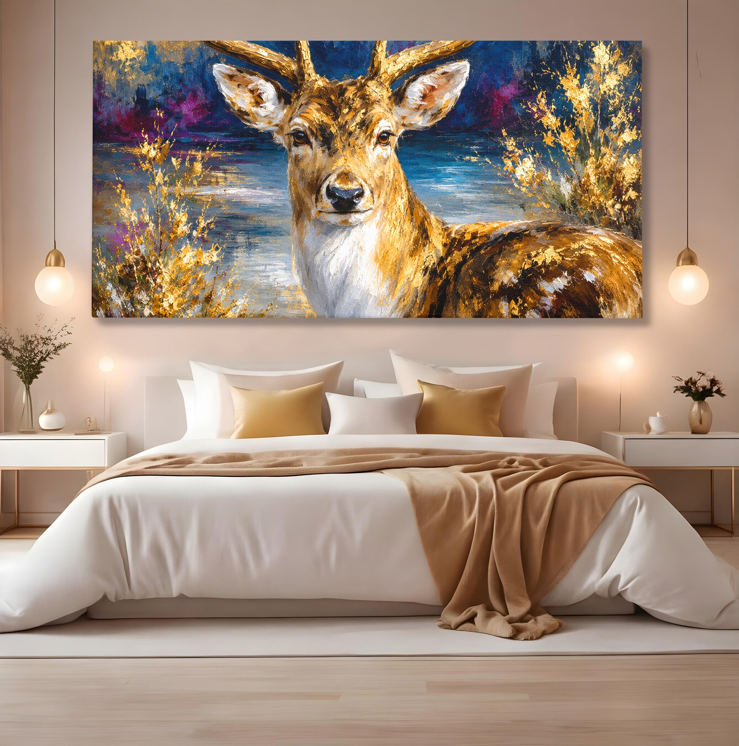 Tablou Canvas Premium LuxCanva® M1659, Cerbul Regal, Cerb, Natura, Peisaj, Living, Animale, Culori Vibrante