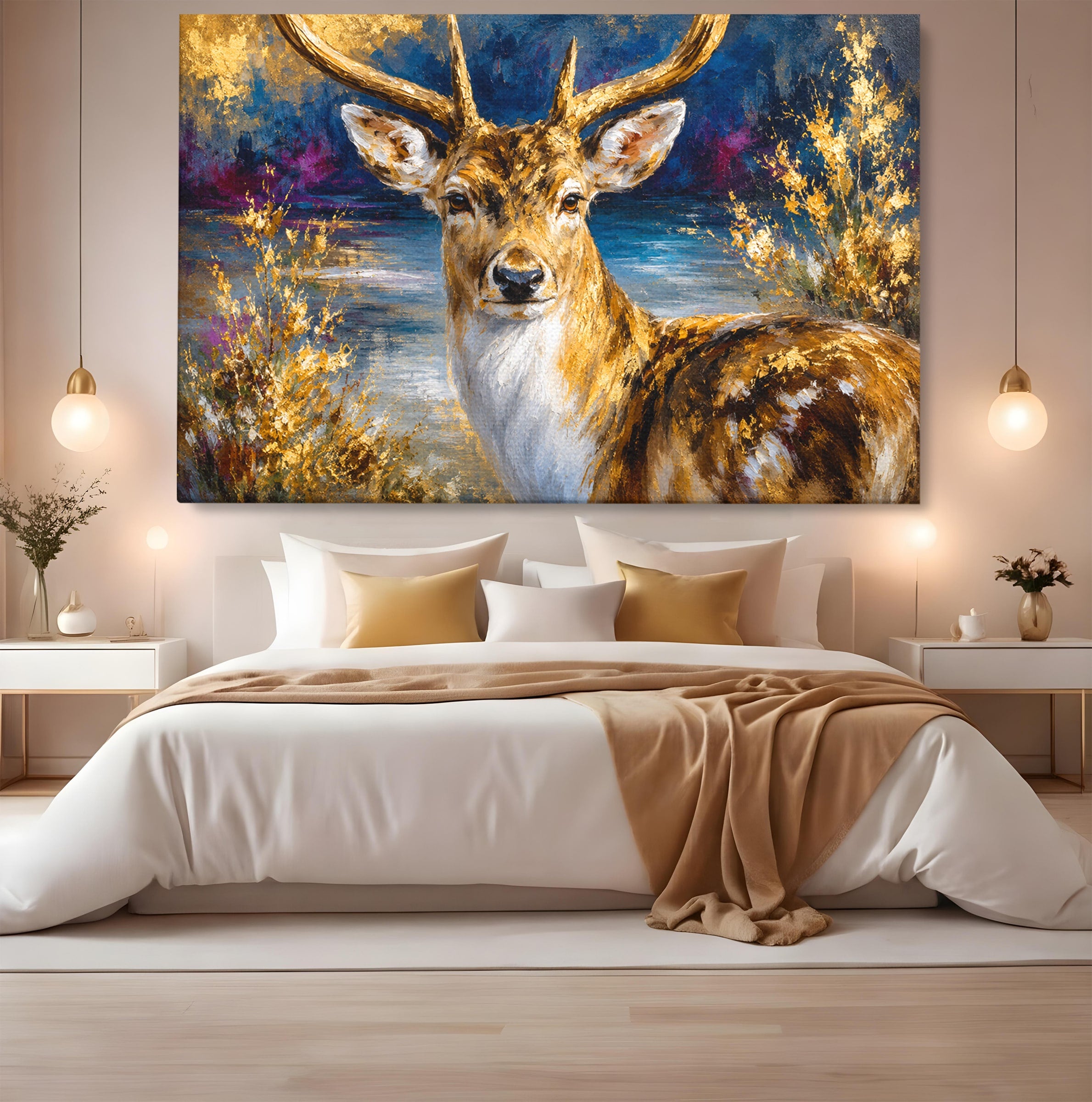 Tablou Canvas Premium LuxCanva® M1659, Cerbul Regal, Cerb, Natura, Peisaj, Living, Animale, Culori Vibrante