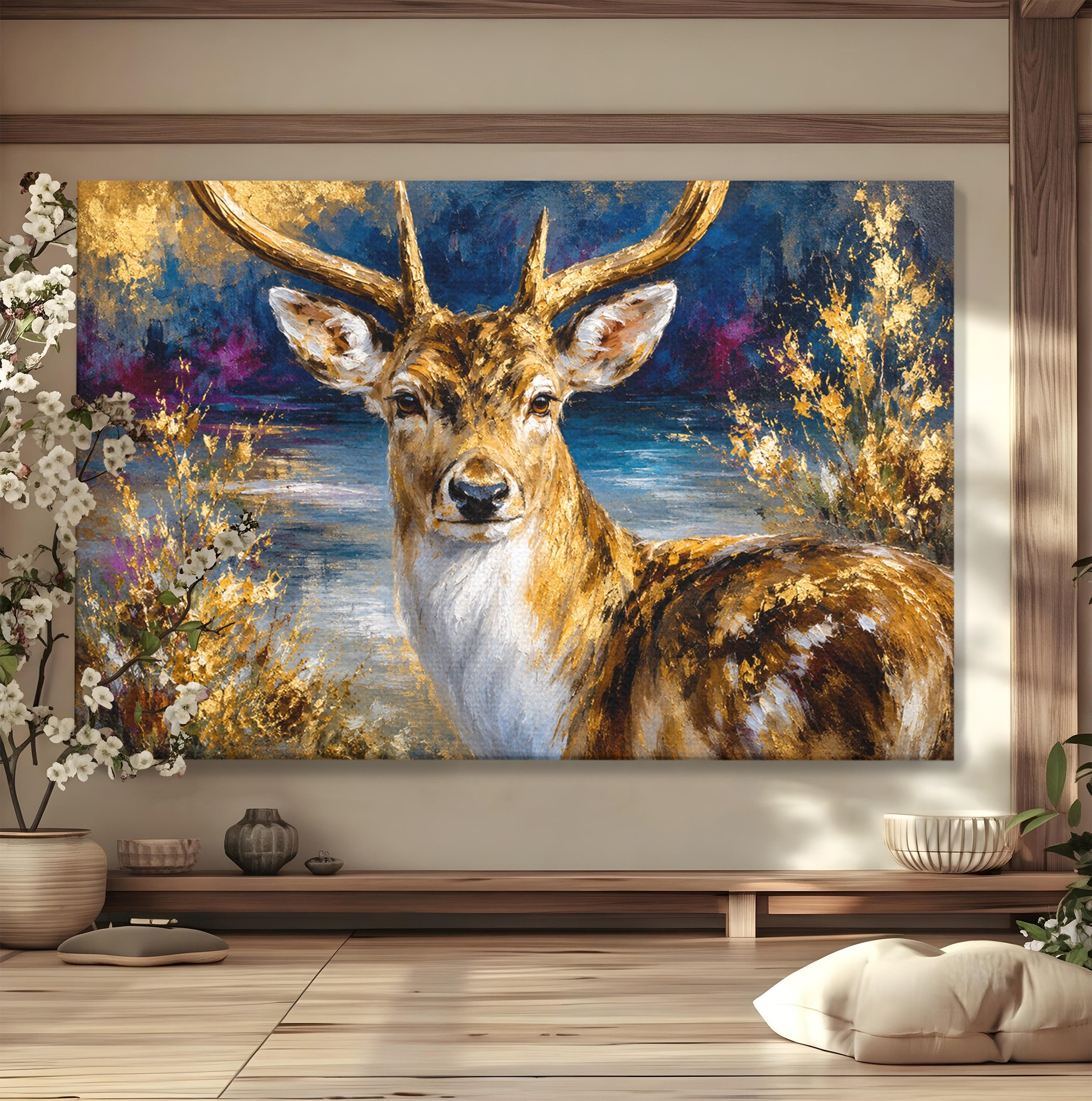 Tablou Canvas Premium LuxCanva® M1659, Cerbul Regal, Cerb, Natura, Peisaj, Living, Animale, Culori Vibrante