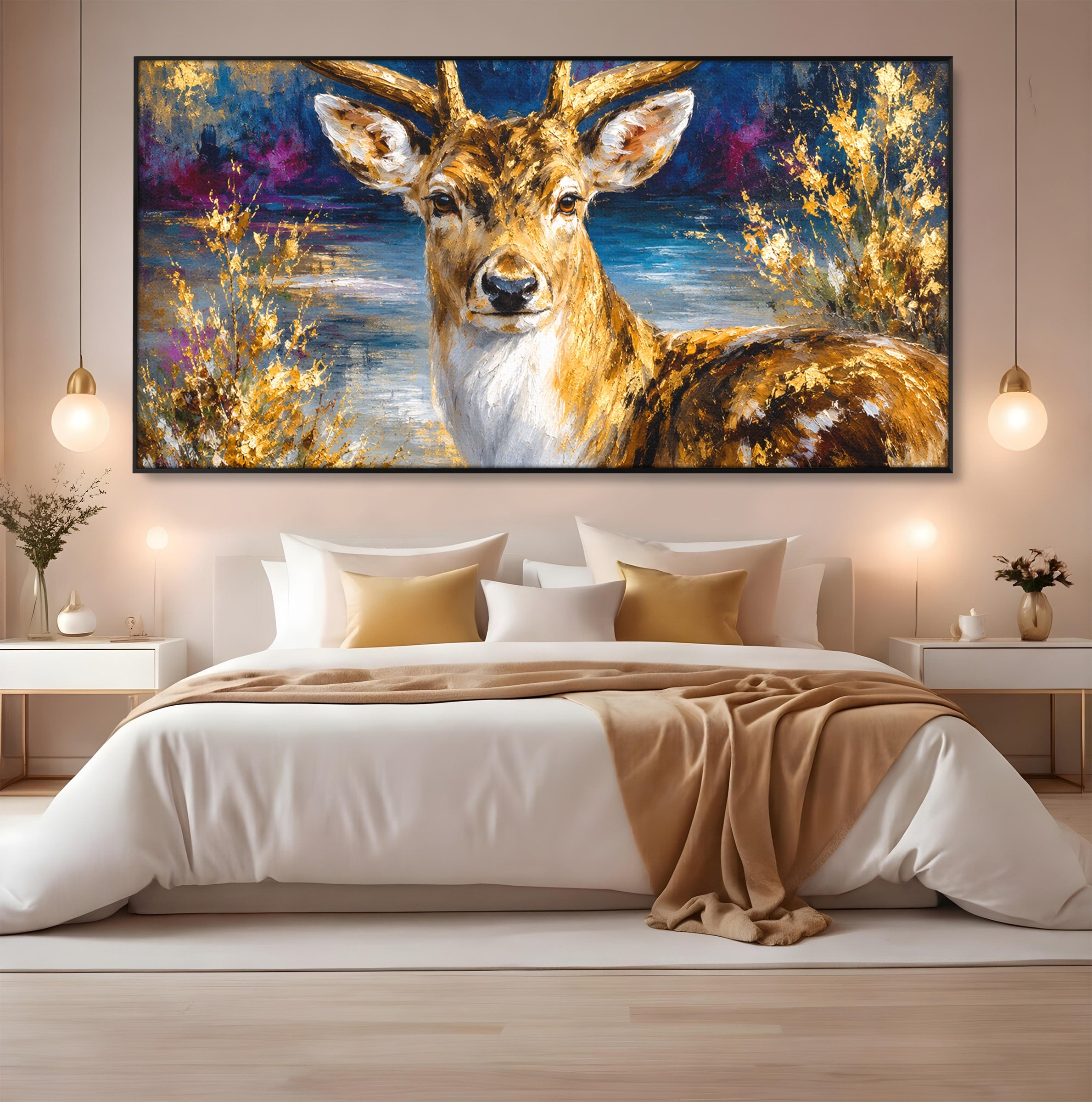 Tablou Canvas Premium LuxCanva® M1659, Cerbul Regal, Cerb, Natura, Peisaj, Living, Animale, Culori Vibrante
