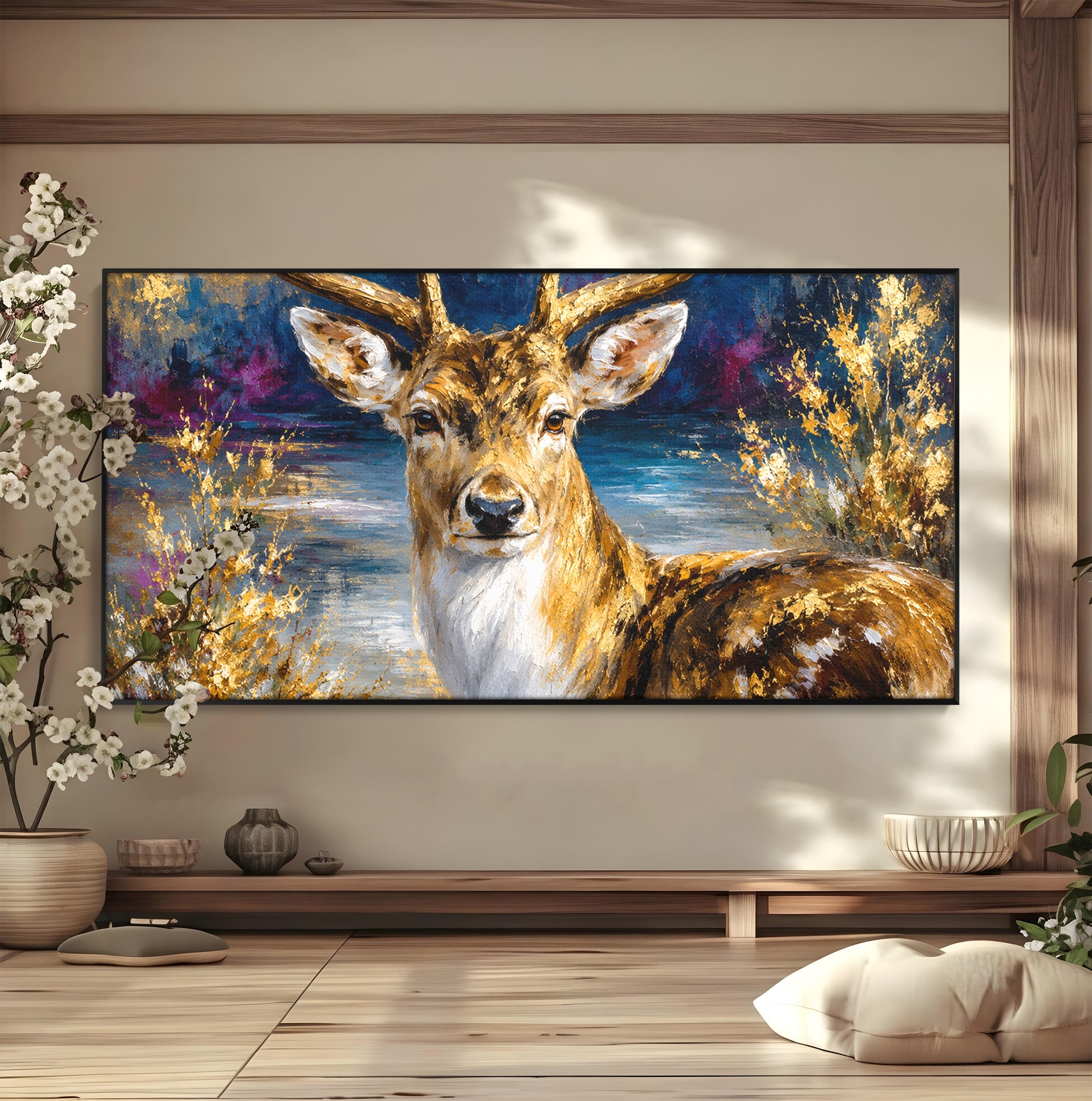 Tablou Canvas Premium LuxCanva® M1659, Cerbul Regal, Cerb, Natura, Peisaj, Living, Animale, Culori Vibrante