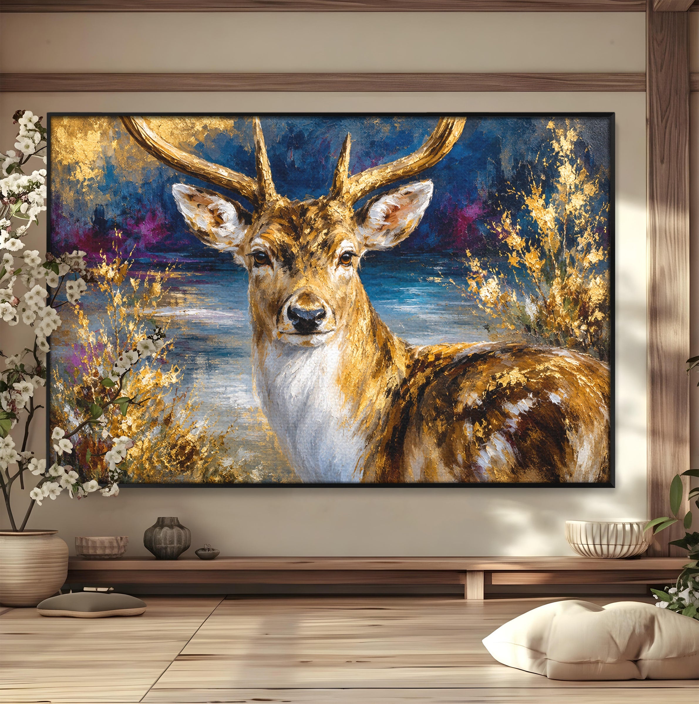 Tablou Canvas Premium LuxCanva® M1659, Cerbul Regal, Cerb, Natura, Peisaj, Living, Animale, Culori Vibrante