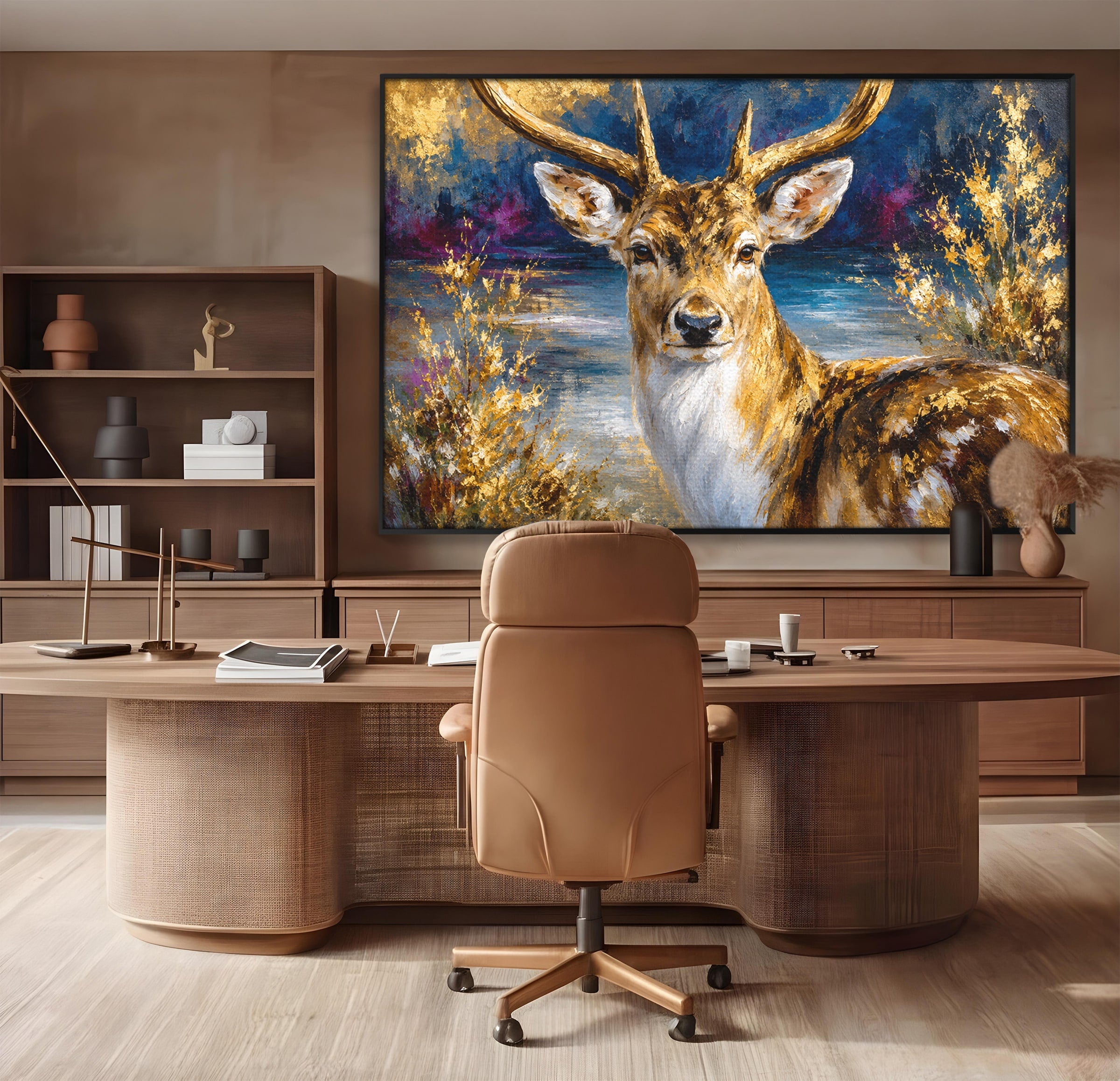 Tablou Canvas Premium LuxCanva® M1659, Cerbul Regal, Cerb, Natura, Peisaj, Living, Animale, Culori Vibrante