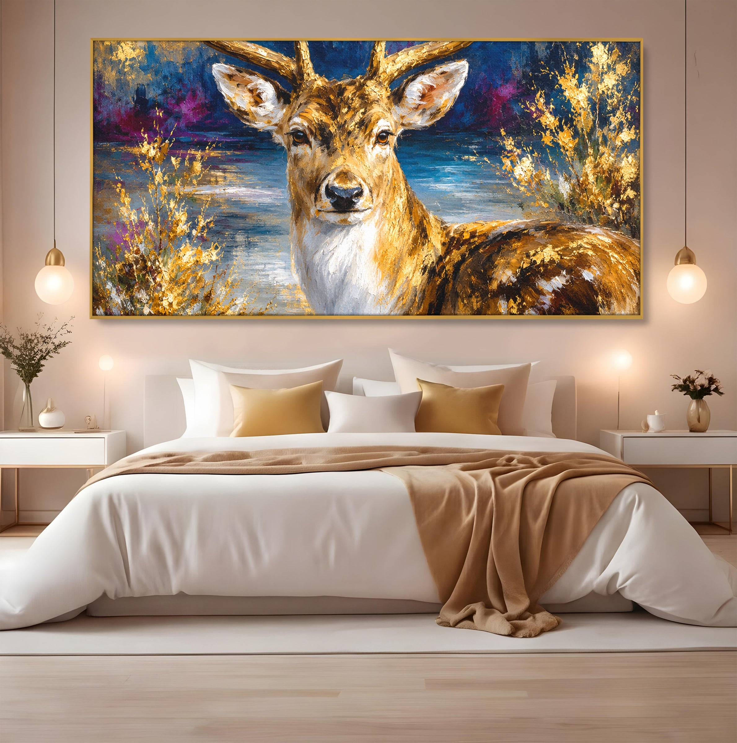 Tablou Canvas Premium LuxCanva® M1659, Cerbul Regal, Cerb, Natura, Peisaj, Living, Animale, Culori Vibrante