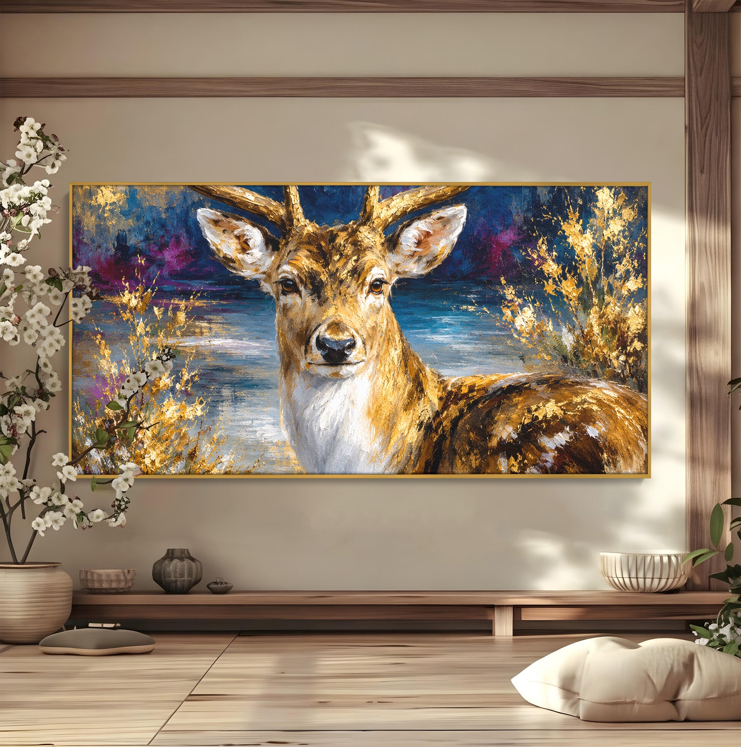 Tablou Canvas Premium LuxCanva® M1659, Cerbul Regal, Cerb, Natura, Peisaj, Living, Animale, Culori Vibrante