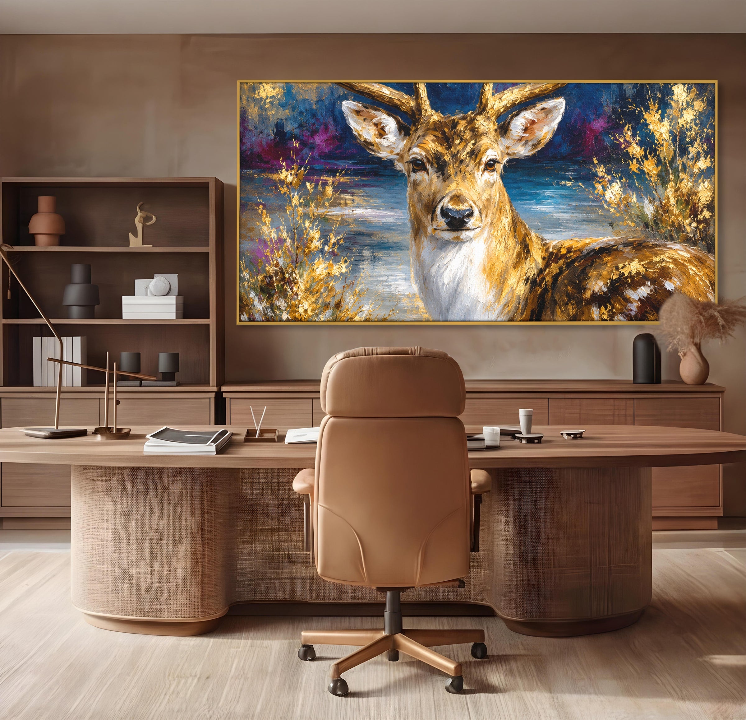 Tablou Canvas Premium LuxCanva® M1659, Cerbul Regal, Cerb, Natura, Peisaj, Living, Animale, Culori Vibrante