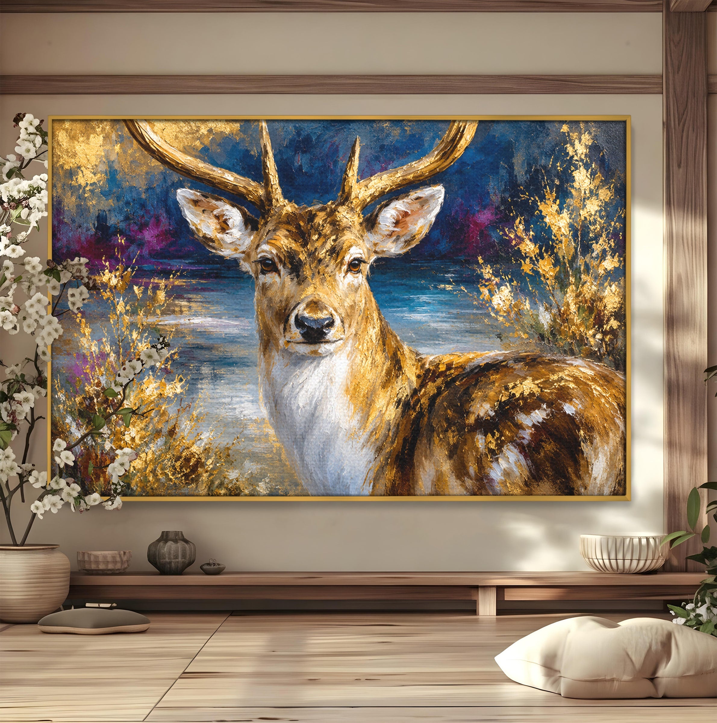 Tablou Canvas Premium LuxCanva® M1659, Cerbul Regal, Cerb, Natura, Peisaj, Living, Animale, Culori Vibrante