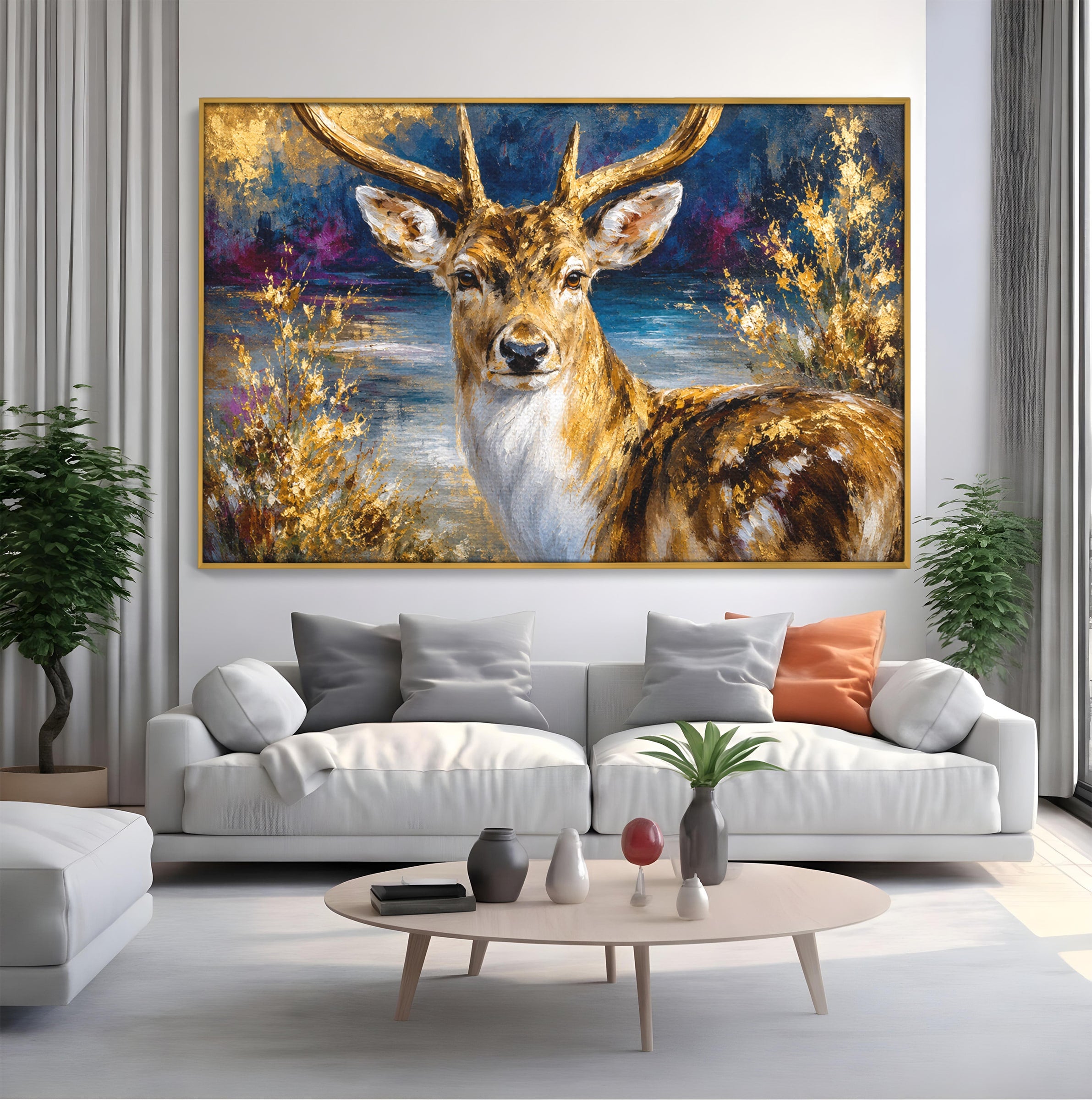 Tablou Canvas Premium LuxCanva® M1659, Cerbul Regal, Cerb, Natura, Peisaj, Living, Animale, Culori Vibrante