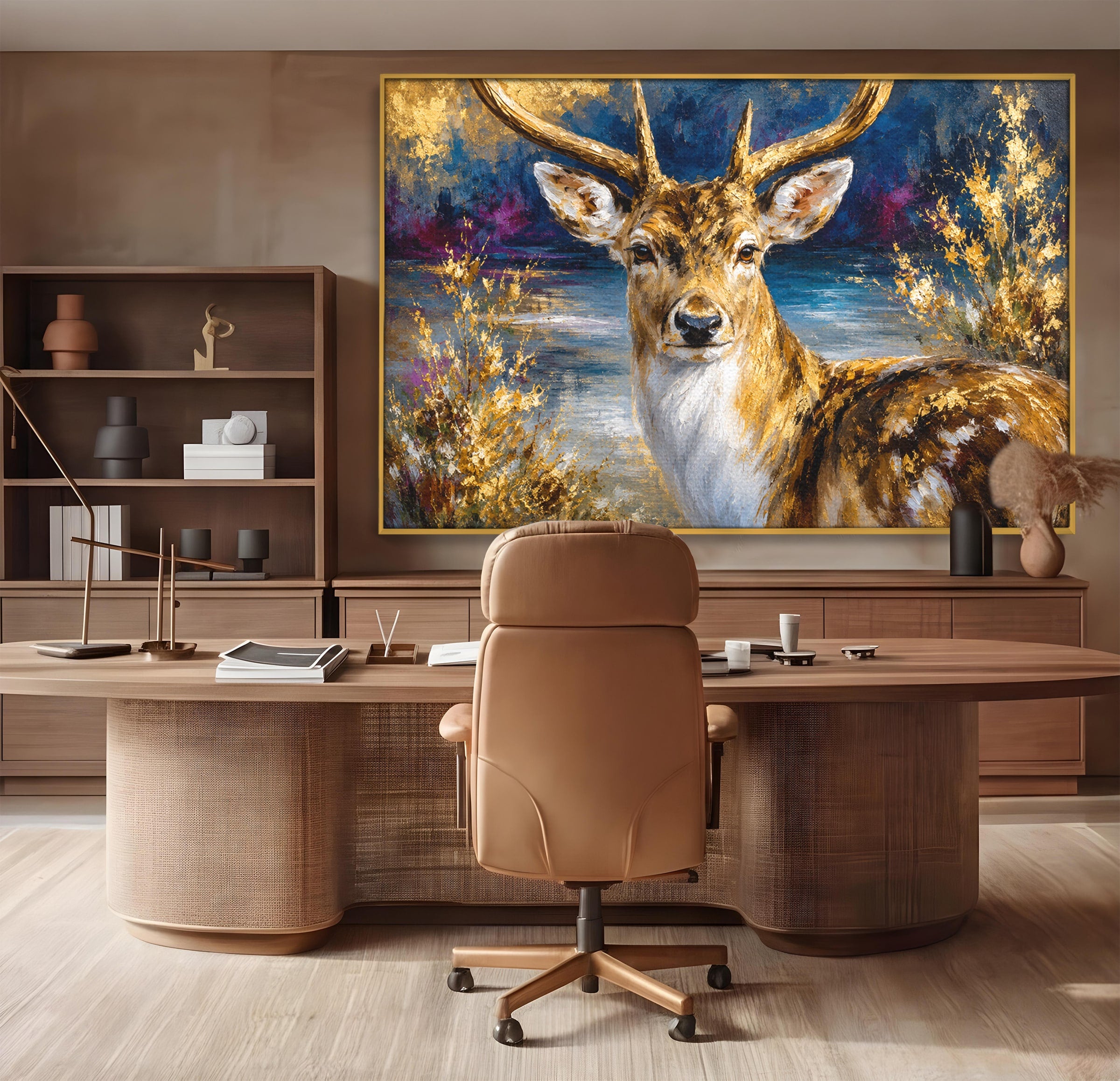 Tablou Canvas Premium LuxCanva® M1659, Cerbul Regal, Cerb, Natura, Peisaj, Living, Animale, Culori Vibrante