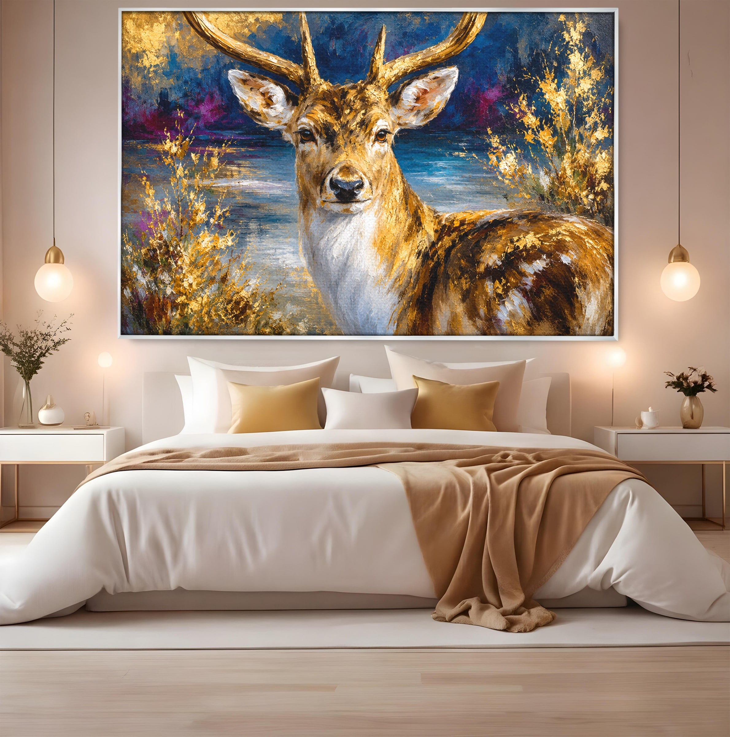 Tablou Canvas Premium LuxCanva® M1659, Cerbul Regal, Cerb, Natura, Peisaj, Living, Animale, Culori Vibrante