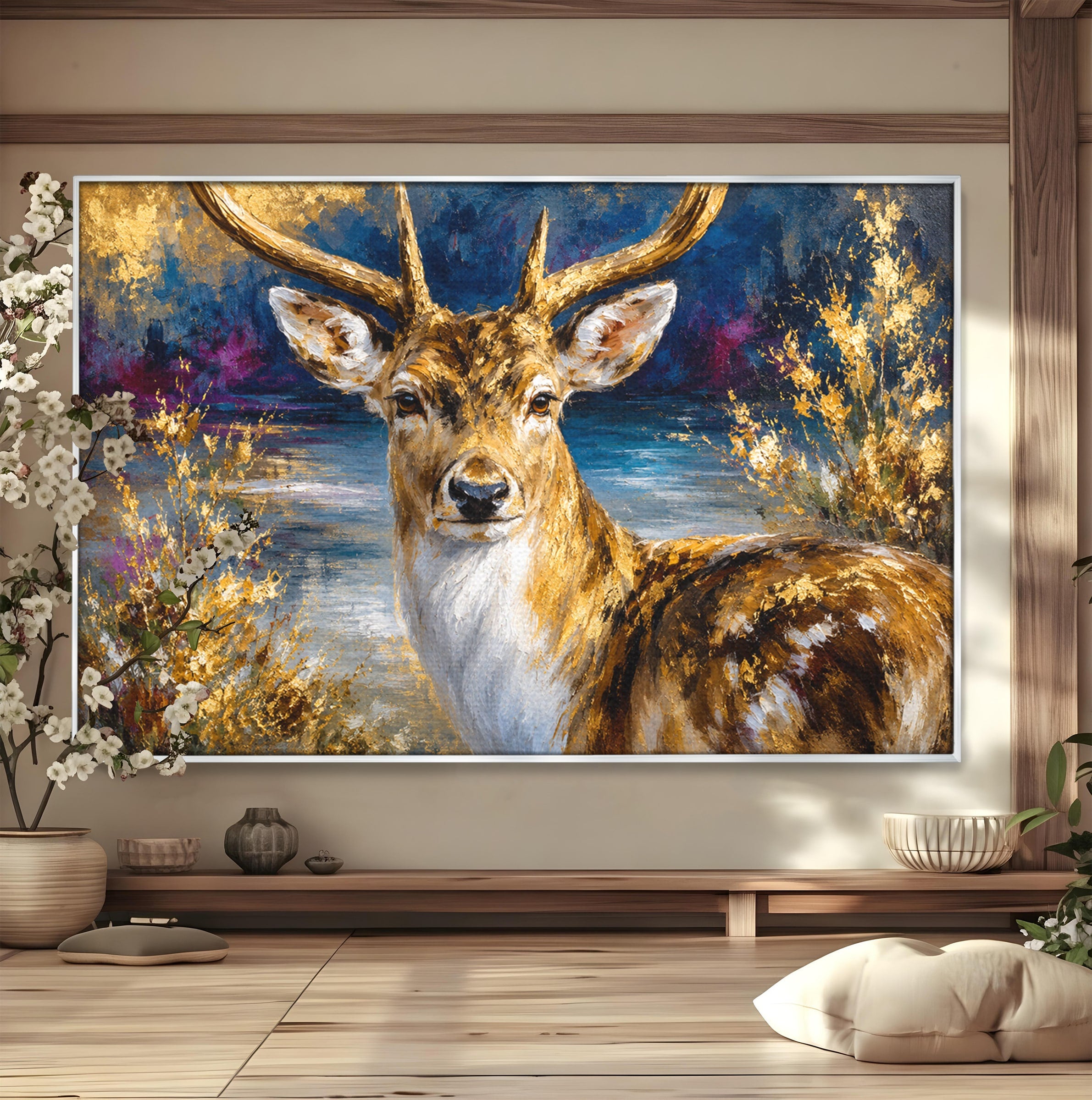 Tablou Canvas Premium LuxCanva® M1659, Cerbul Regal, Cerb, Natura, Peisaj, Living, Animale, Culori Vibrante