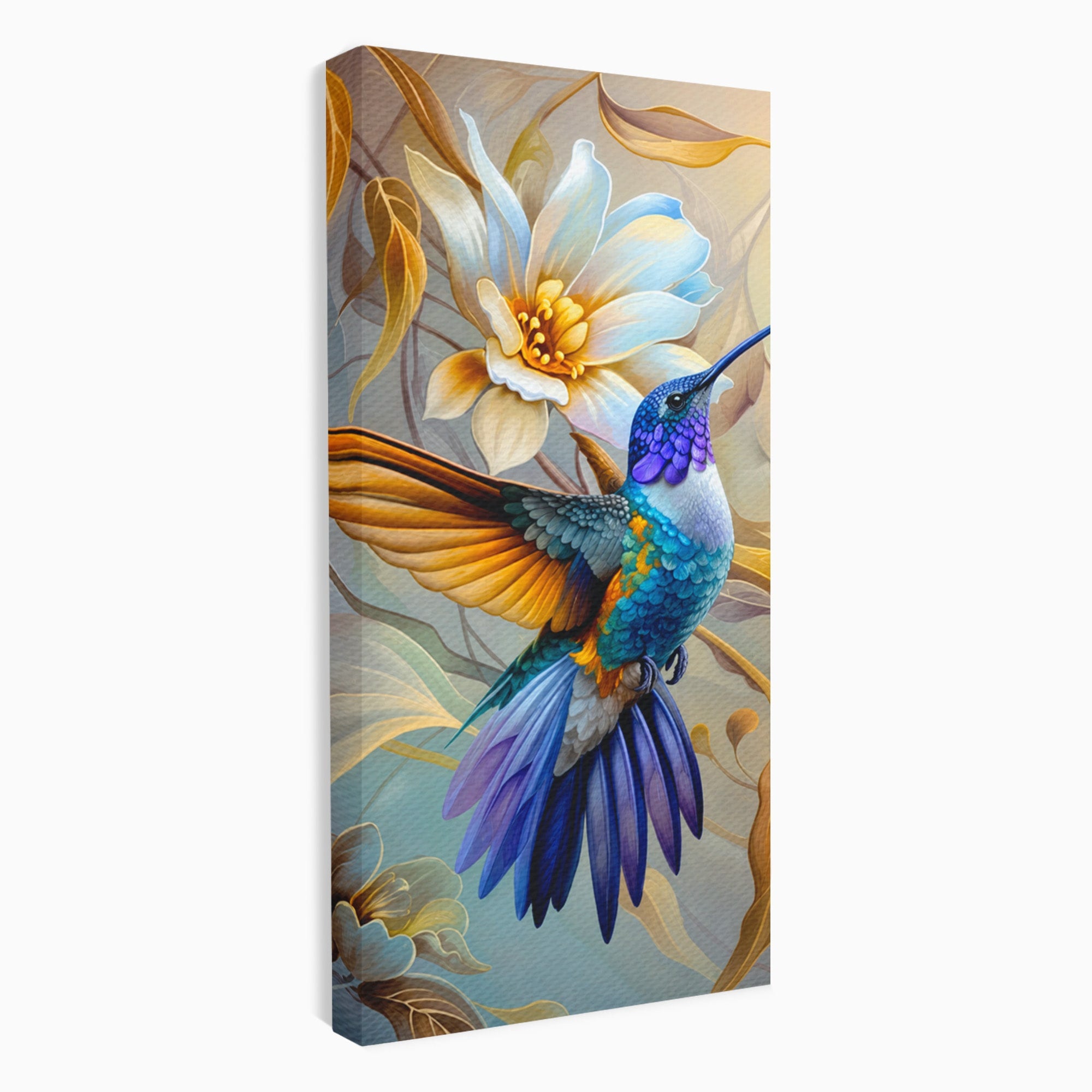 Tablou Canvas Premium LuxCanva® M1660, Colibri Exotic, Colibri, Pasare, Flori, Natura, Dormitor, Culori Vibrante