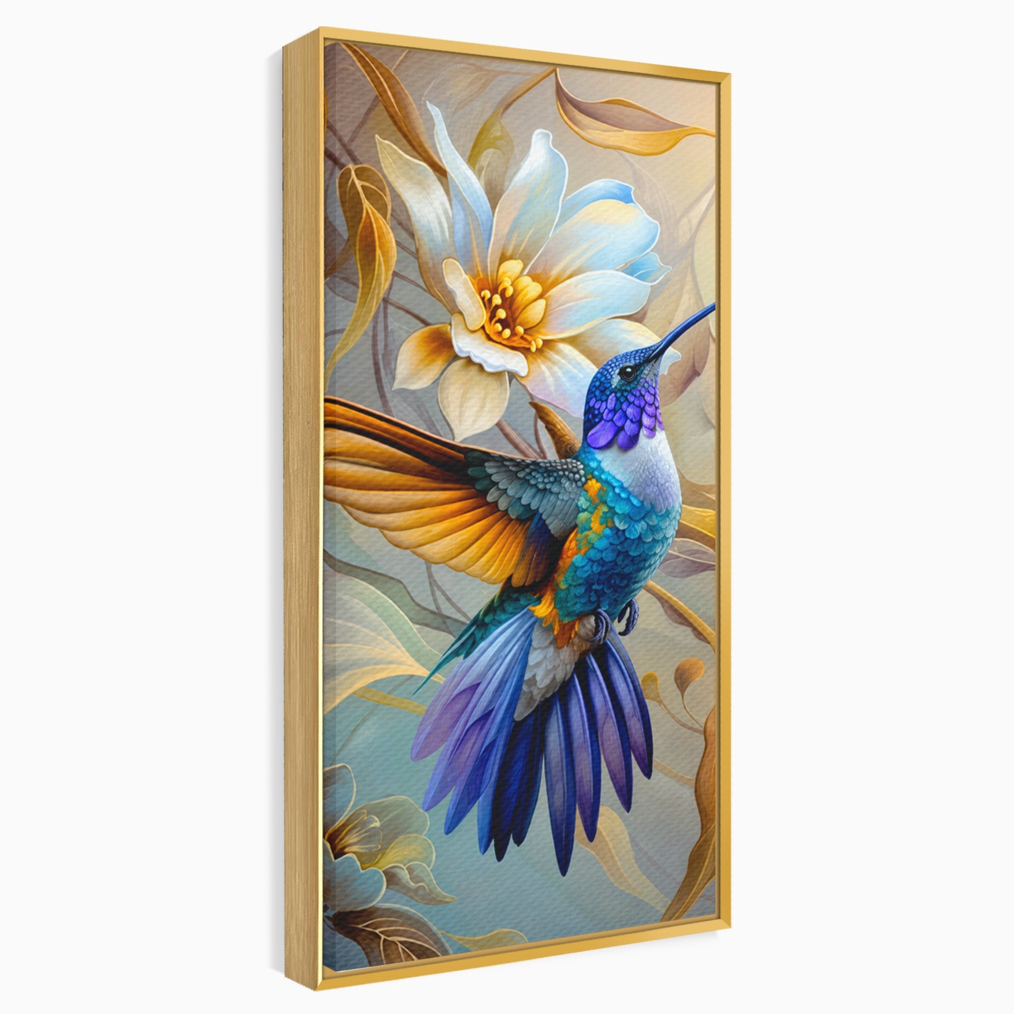 Tablou Canvas Premium LuxCanva® M1660, Colibri Exotic, Colibri, Pasare, Flori, Natura, Dormitor, Culori Vibrante