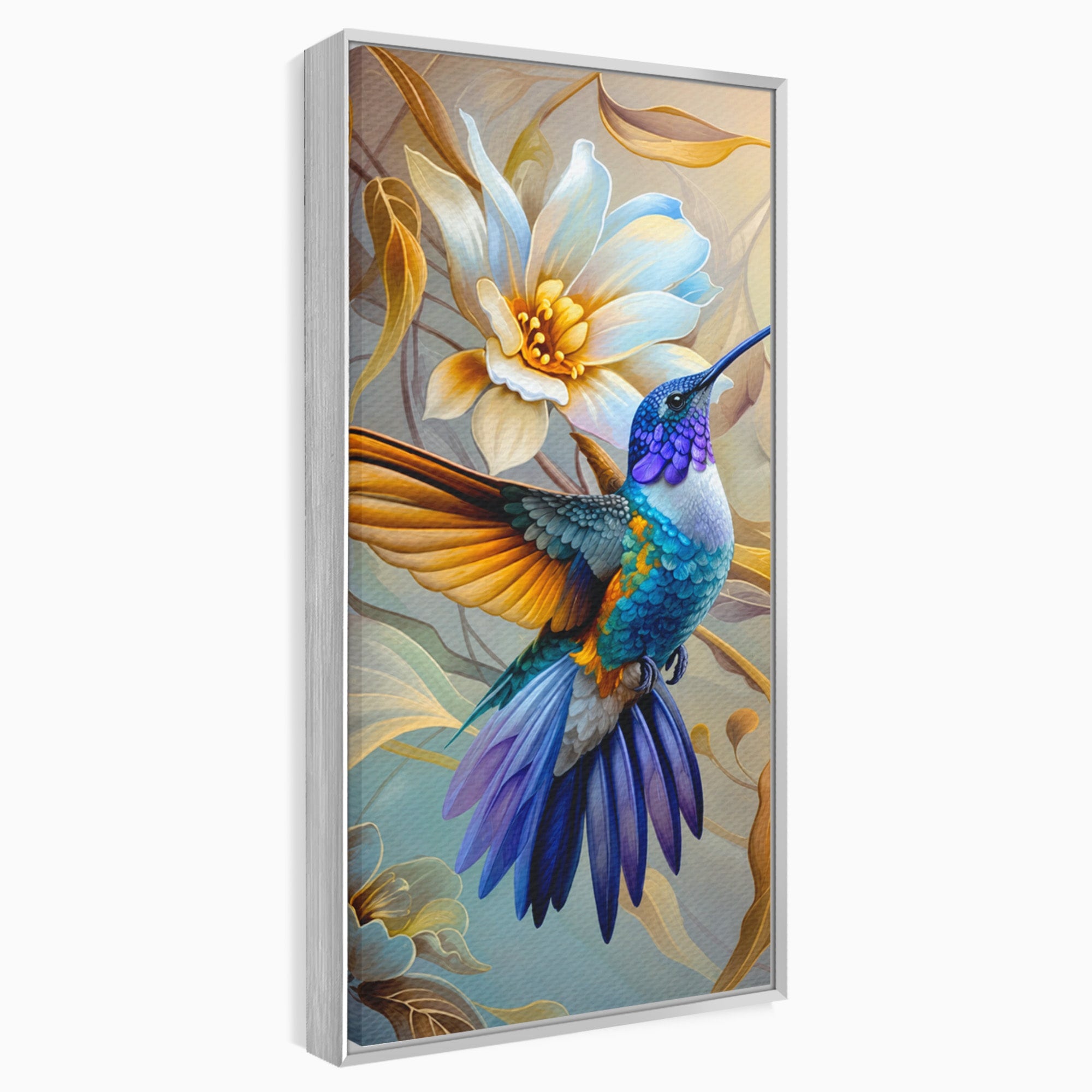 Tablou Canvas Premium LuxCanva® M1660, Colibri Exotic, Colibri, Pasare, Flori, Natura, Dormitor, Culori Vibrante