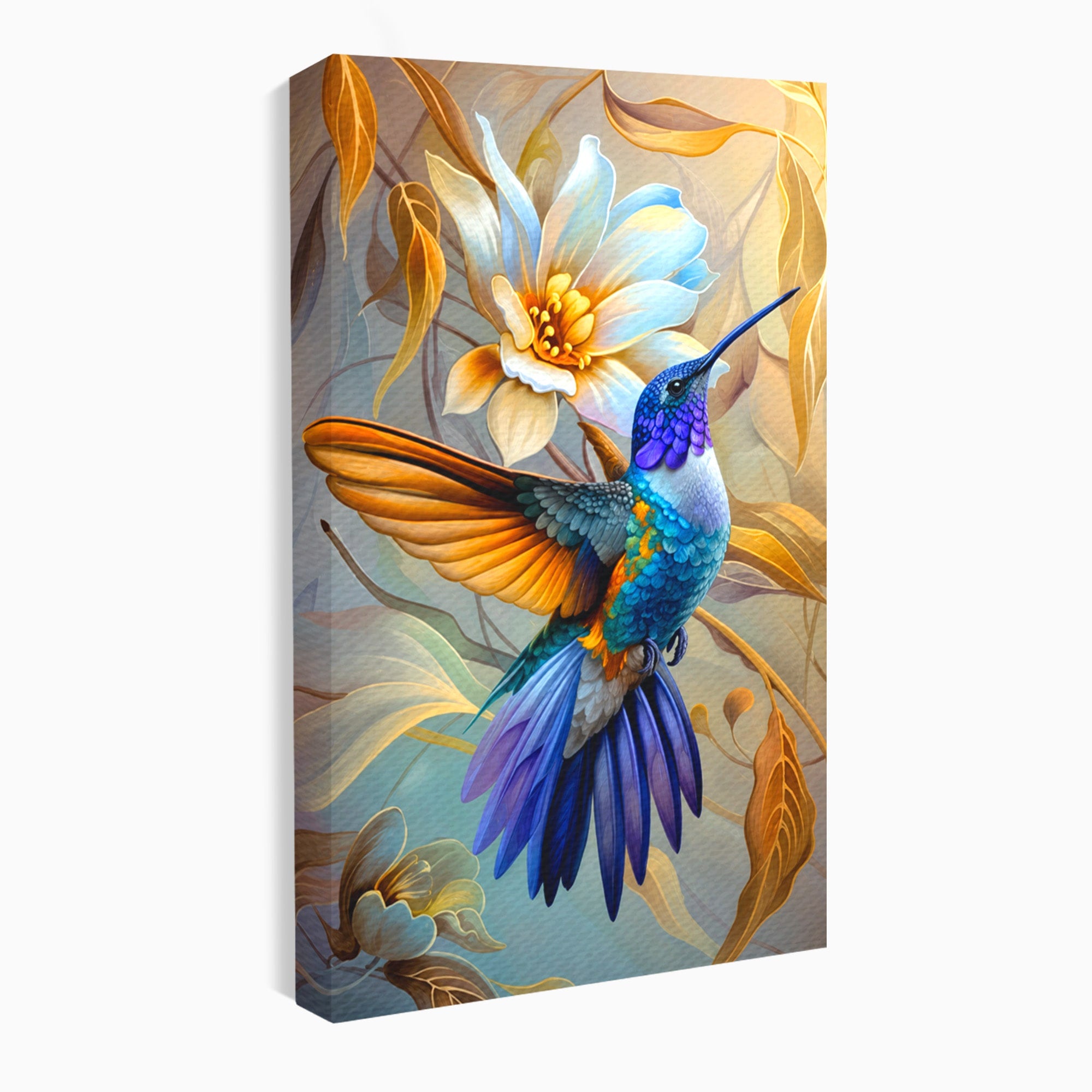 Tablou Canvas Premium LuxCanva® M1660, Colibri Exotic, Colibri, Pasare, Flori, Natura, Dormitor, Culori Vibrante