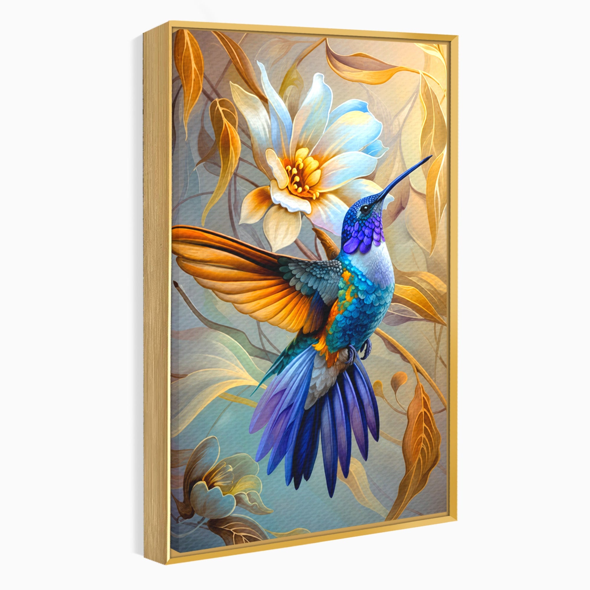 Tablou Canvas Premium LuxCanva® M1660, Colibri Exotic, Colibri, Pasare, Flori, Natura, Dormitor, Culori Vibrante
