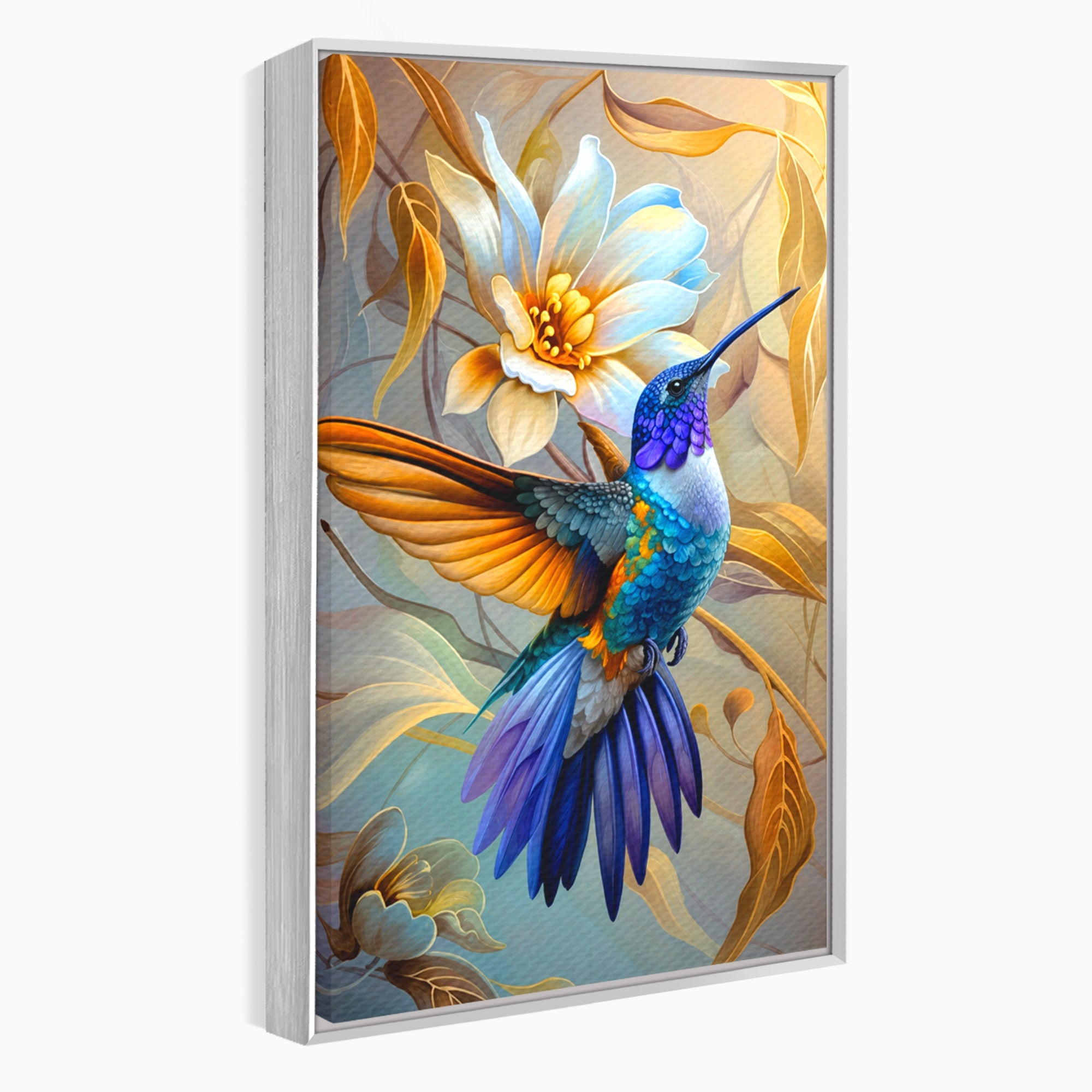 Tablou Canvas Premium LuxCanva® M1660, Colibri Exotic, Colibri, Pasare, Flori, Natura, Dormitor, Culori Vibrante
