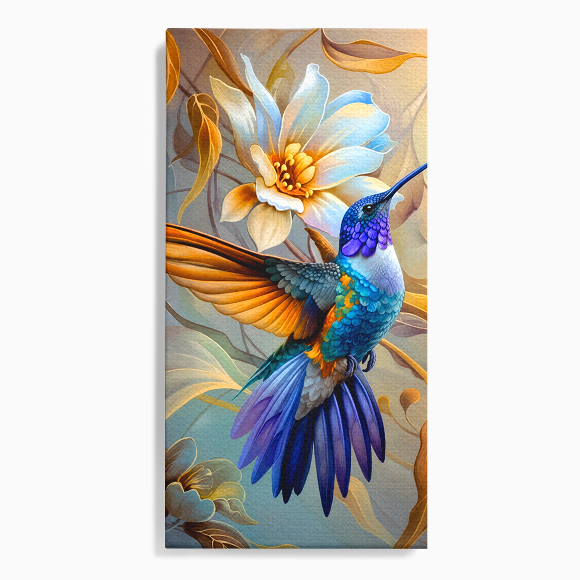 Tablou Canvas Premium LuxCanva® M1660, Colibri Exotic, Colibri, Pasare, Flori, Natura, Dormitor, Culori Vibrante