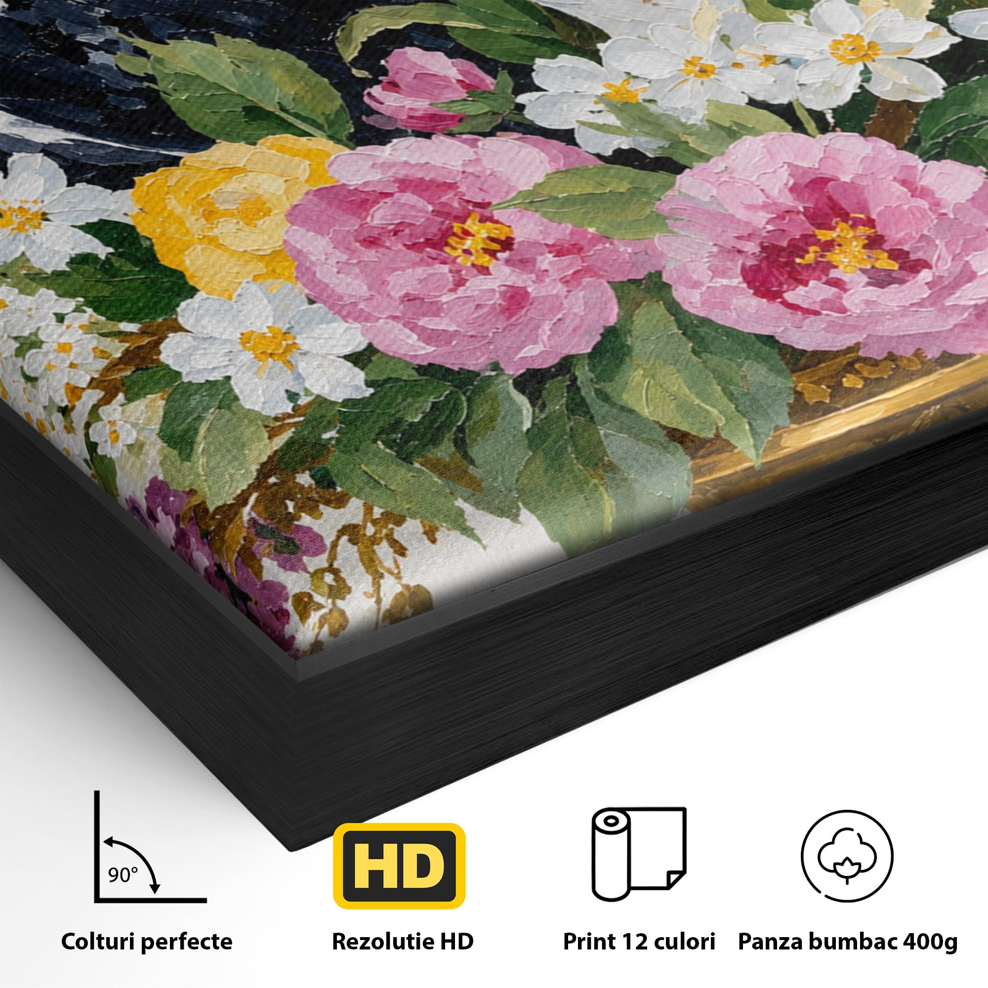 Tablou Canvas Premium LuxCanva® M1661, Bufnite In Aranjament Floral, Bufnite, Flori, Natura, Living, Dormitor, Culori Vibrante