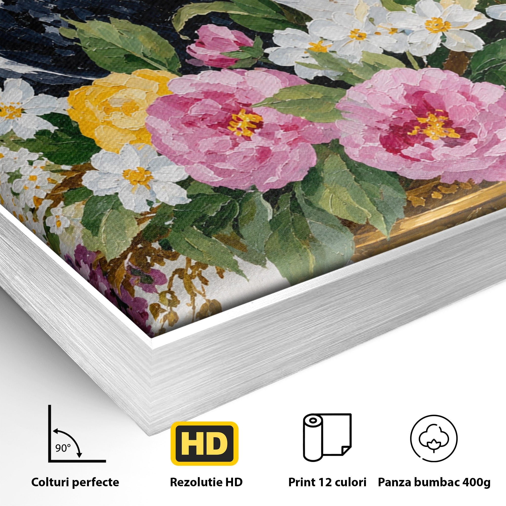 Tablou Canvas Premium LuxCanva® M1661, Bufnite In Aranjament Floral, Bufnite, Flori, Natura, Living, Dormitor, Culori Vibrante