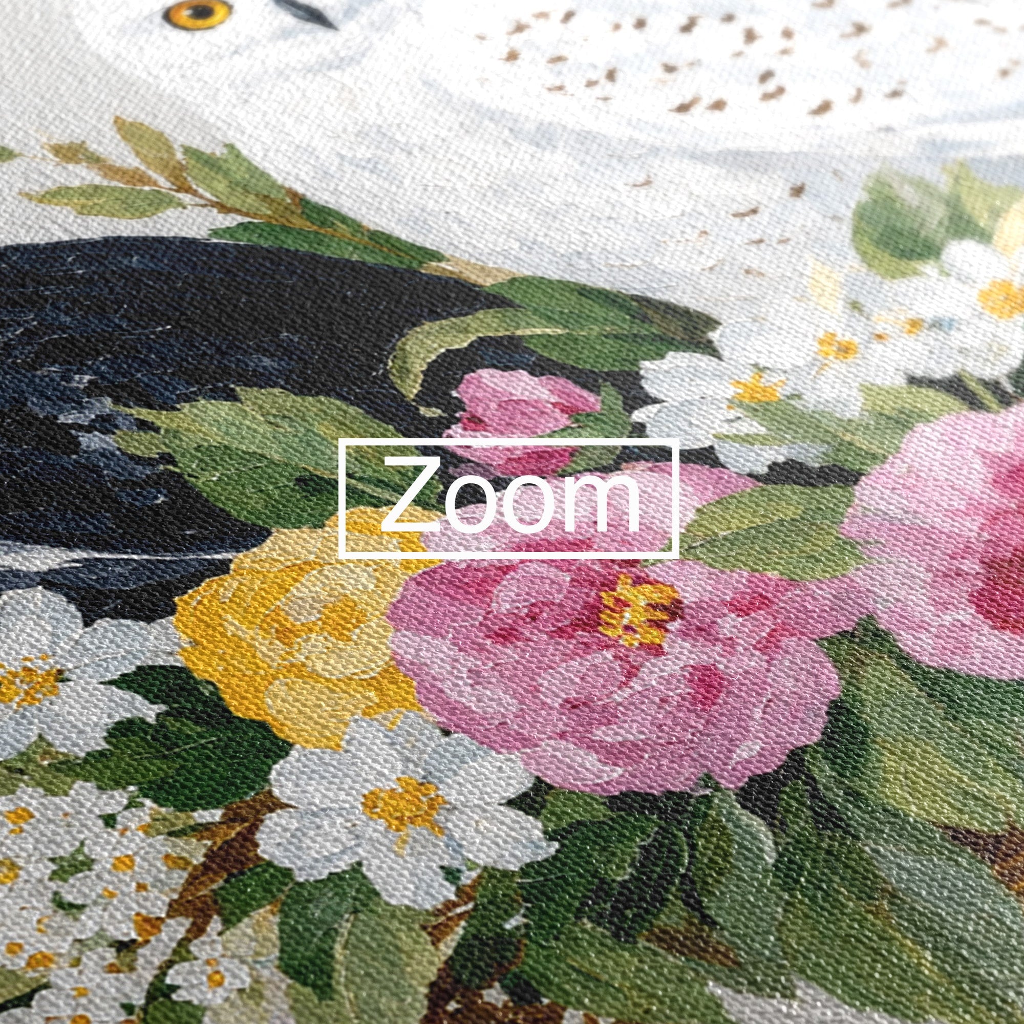 Tablou Canvas Premium LuxCanva® M1661, Bufnite In Aranjament Floral, Bufnite, Flori, Natura, Living, Dormitor, Culori Vibrante
