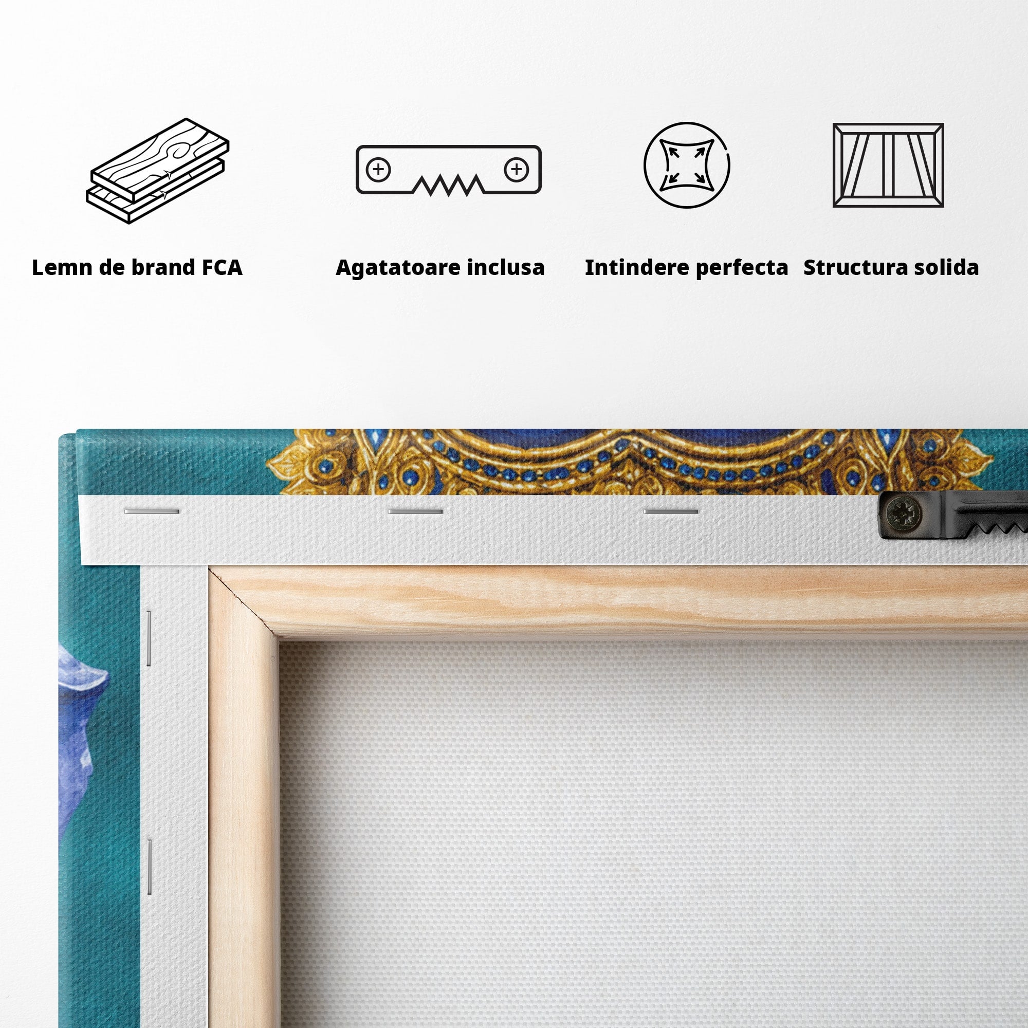 Tablou Canvas Premium LuxCanva® M1663, Elefant Regal, Elefant, Arta, Spiritualitate, Portret, Exotic, Living, Dormitor, Culori Vibrante