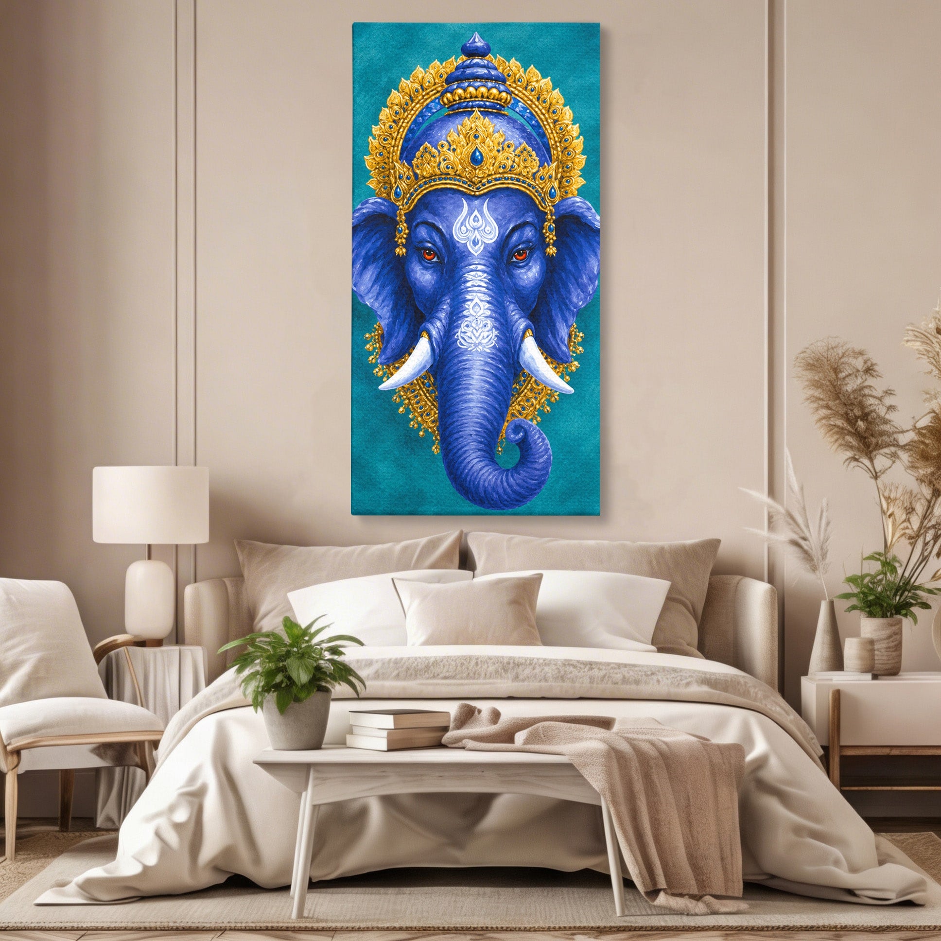 Tablou Canvas Premium LuxCanva® M1663, Elefant Regal, Elefant, Arta, Spiritualitate, Portret, Exotic, Living, Dormitor, Culori Vibrante