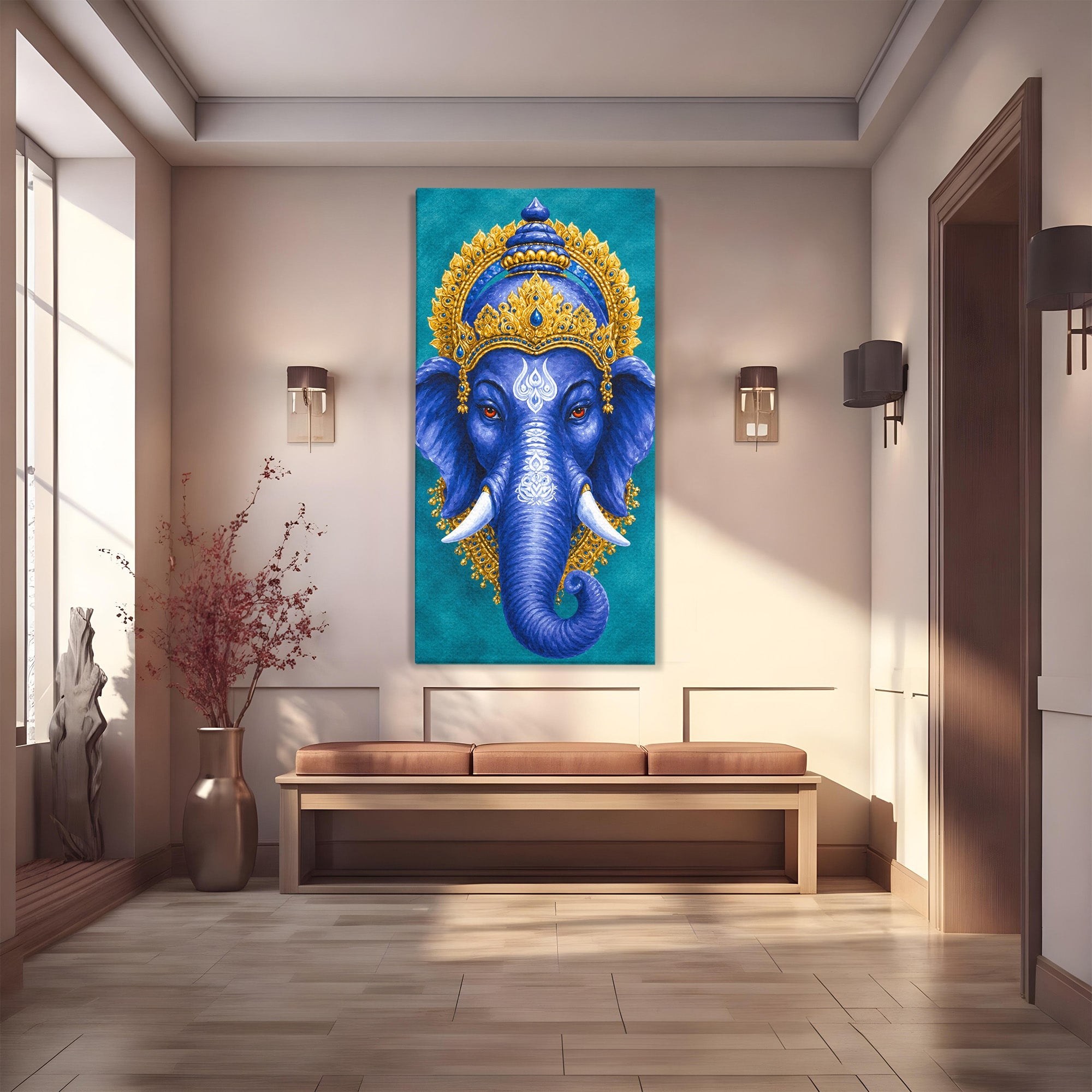 Tablou Canvas Premium LuxCanva® M1663, Elefant Regal, Elefant, Arta, Spiritualitate, Portret, Exotic, Living, Dormitor, Culori Vibrante