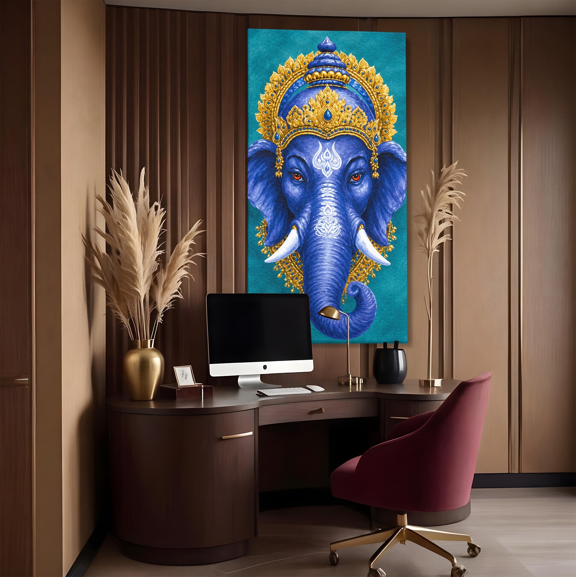 Tablou Canvas Premium LuxCanva® M1663, Elefant Regal, Elefant, Arta, Spiritualitate, Portret, Exotic, Living, Dormitor, Culori Vibrante