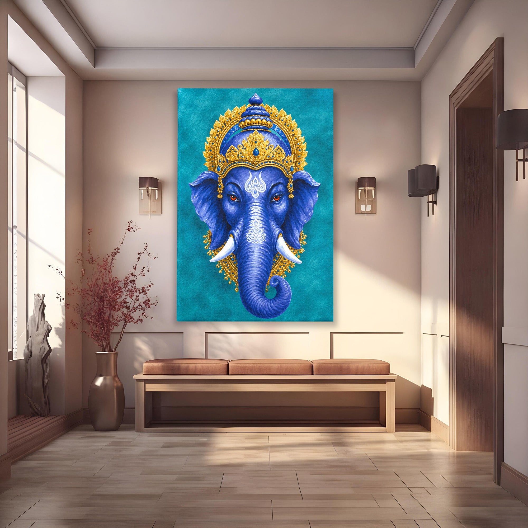 Tablou Canvas Premium LuxCanva® M1663, Elefant Regal, Elefant, Arta, Spiritualitate, Portret, Exotic, Living, Dormitor, Culori Vibrante