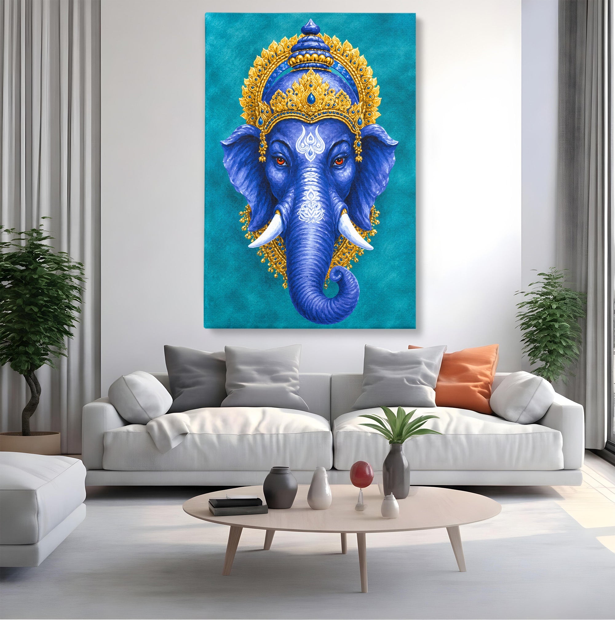 Tablou Canvas Premium LuxCanva® M1663, Elefant Regal, Elefant, Arta, Spiritualitate, Portret, Exotic, Living, Dormitor, Culori Vibrante