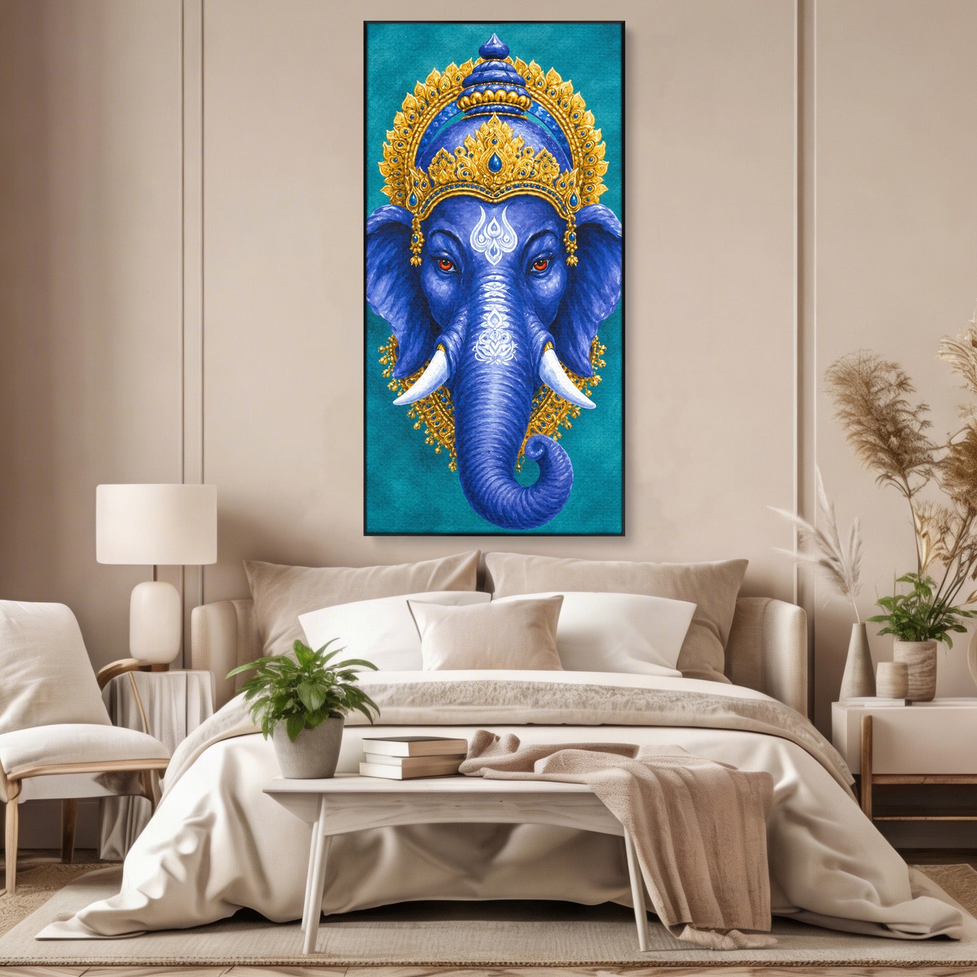 Tablou Canvas Premium LuxCanva® M1663, Elefant Regal, Elefant, Arta, Spiritualitate, Portret, Exotic, Living, Dormitor, Culori Vibrante