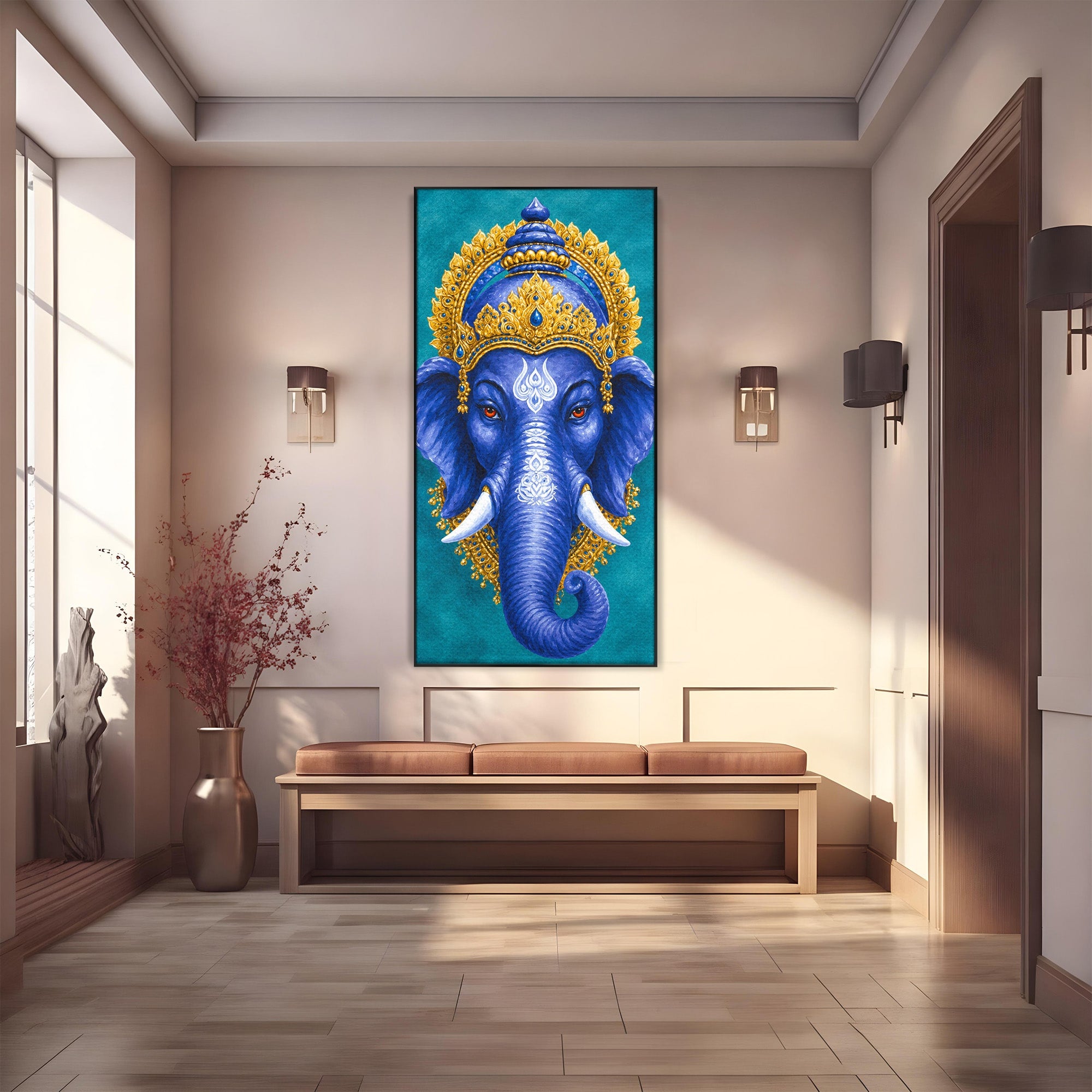 Tablou Canvas Premium LuxCanva® M1663, Elefant Regal, Elefant, Arta, Spiritualitate, Portret, Exotic, Living, Dormitor, Culori Vibrante
