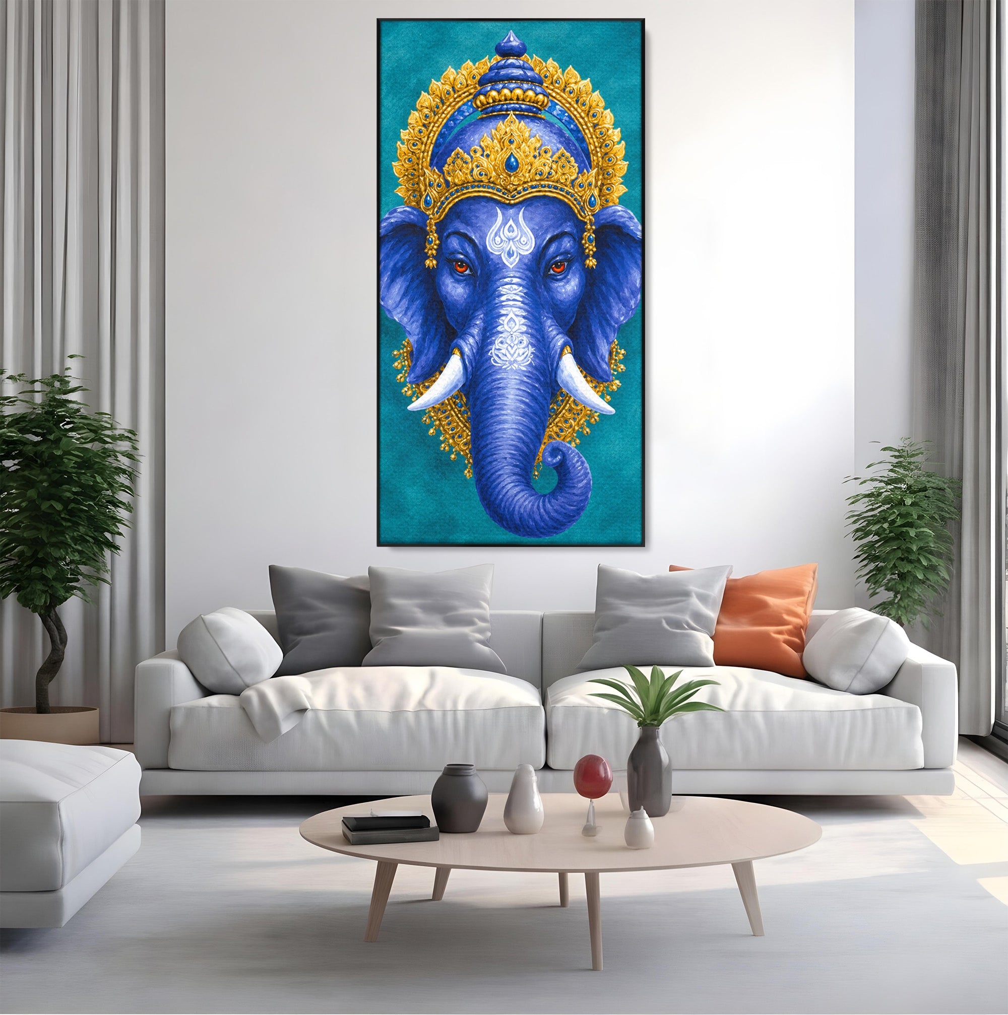 Tablou Canvas Premium LuxCanva® M1663, Elefant Regal, Elefant, Arta, Spiritualitate, Portret, Exotic, Living, Dormitor, Culori Vibrante