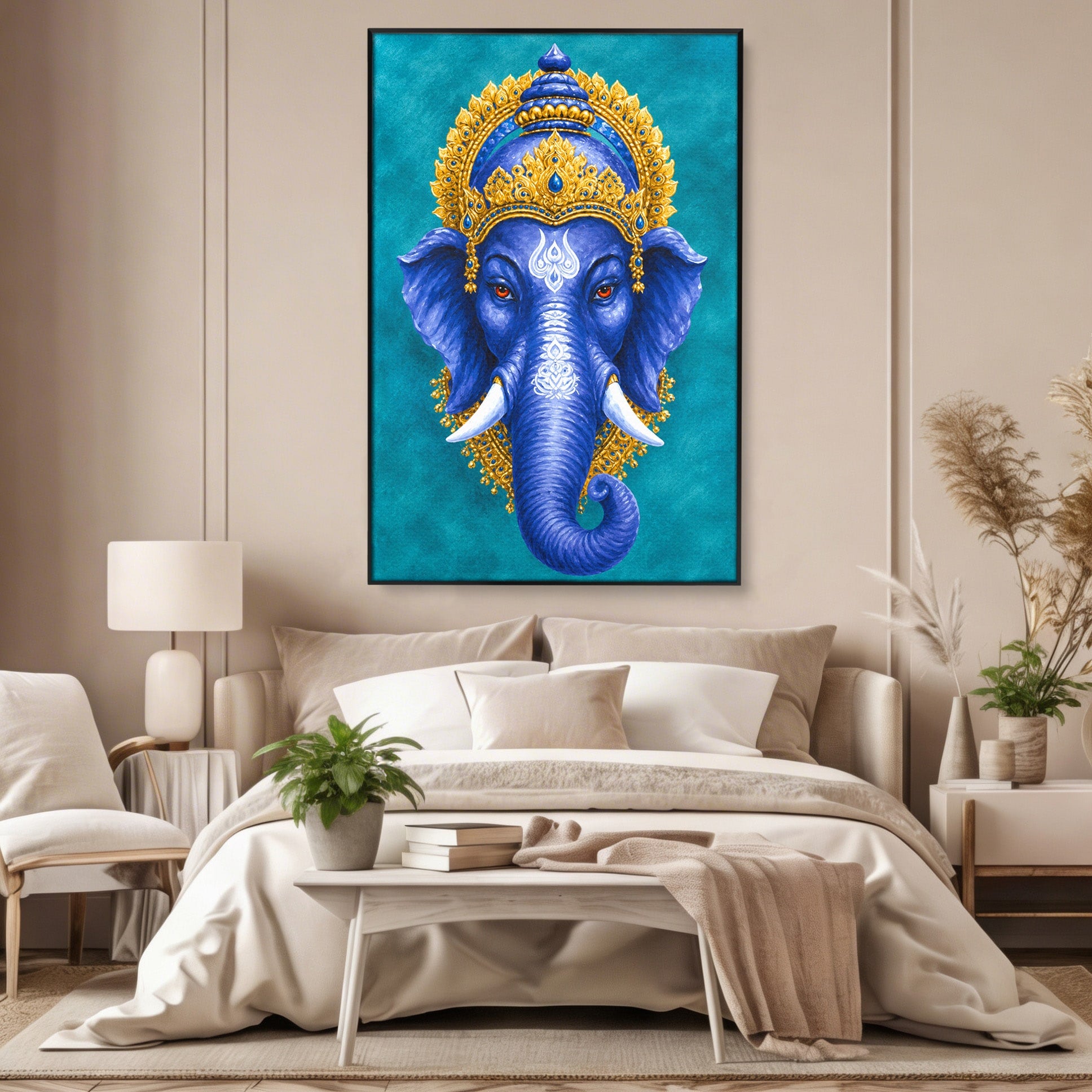 Tablou Canvas Premium LuxCanva® M1663, Elefant Regal, Elefant, Arta, Spiritualitate, Portret, Exotic, Living, Dormitor, Culori Vibrante