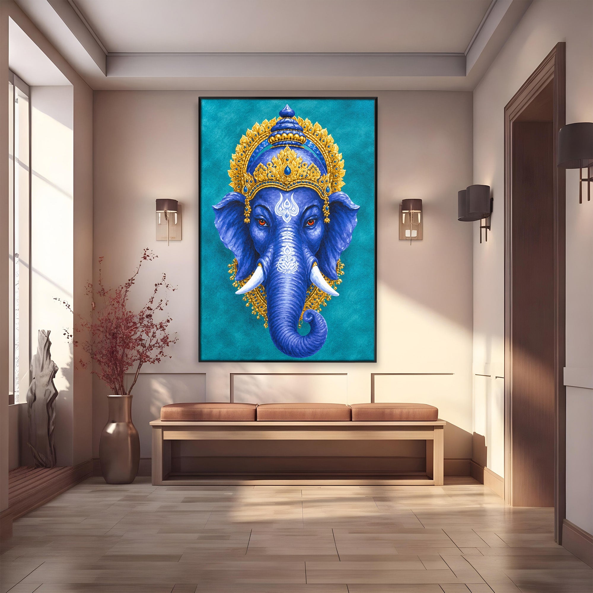 Tablou Canvas Premium LuxCanva® M1663, Elefant Regal, Elefant, Arta, Spiritualitate, Portret, Exotic, Living, Dormitor, Culori Vibrante