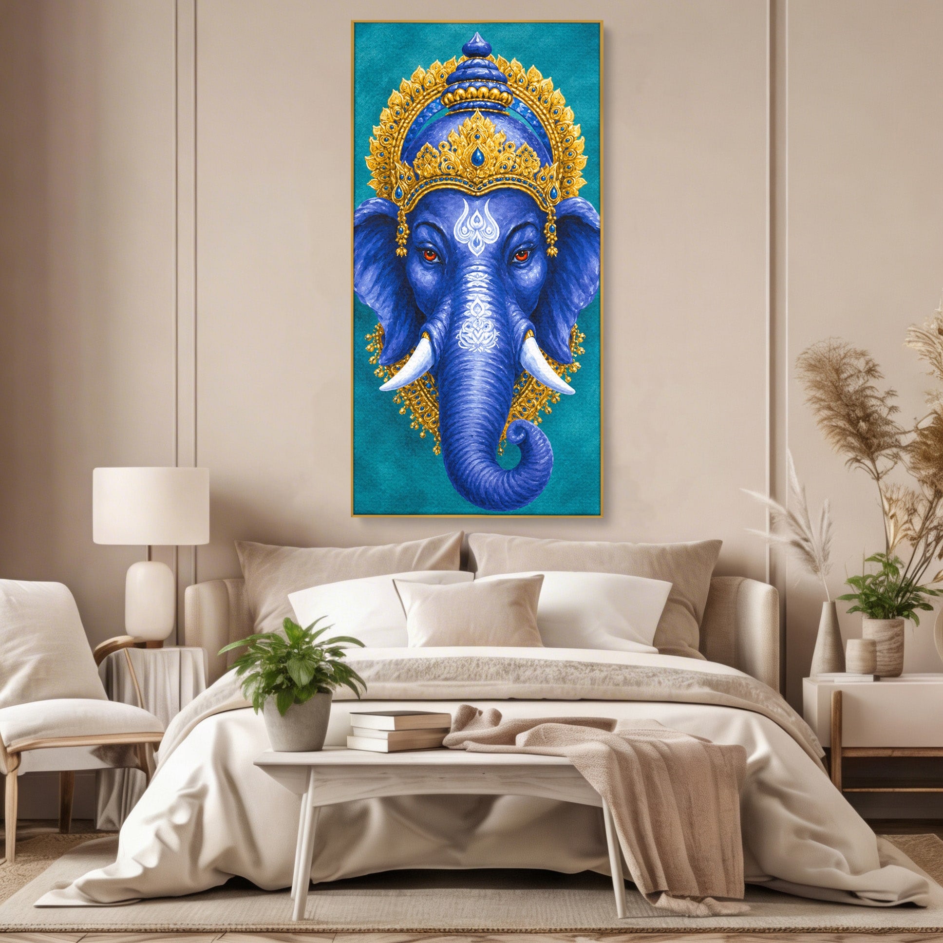 Tablou Canvas Premium LuxCanva® M1663, Elefant Regal, Elefant, Arta, Spiritualitate, Portret, Exotic, Living, Dormitor, Culori Vibrante