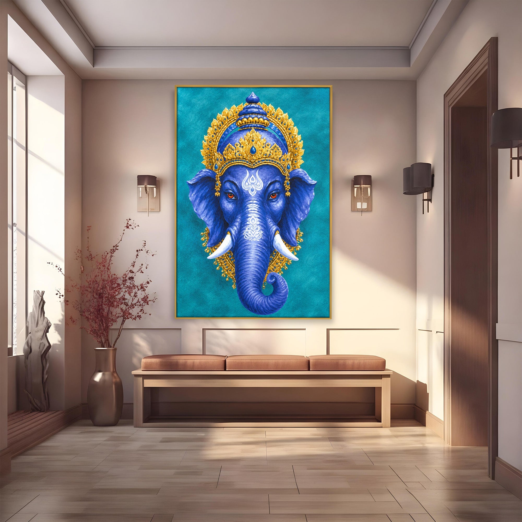 Tablou Canvas Premium LuxCanva® M1663, Elefant Regal, Elefant, Arta, Spiritualitate, Portret, Exotic, Living, Dormitor, Culori Vibrante