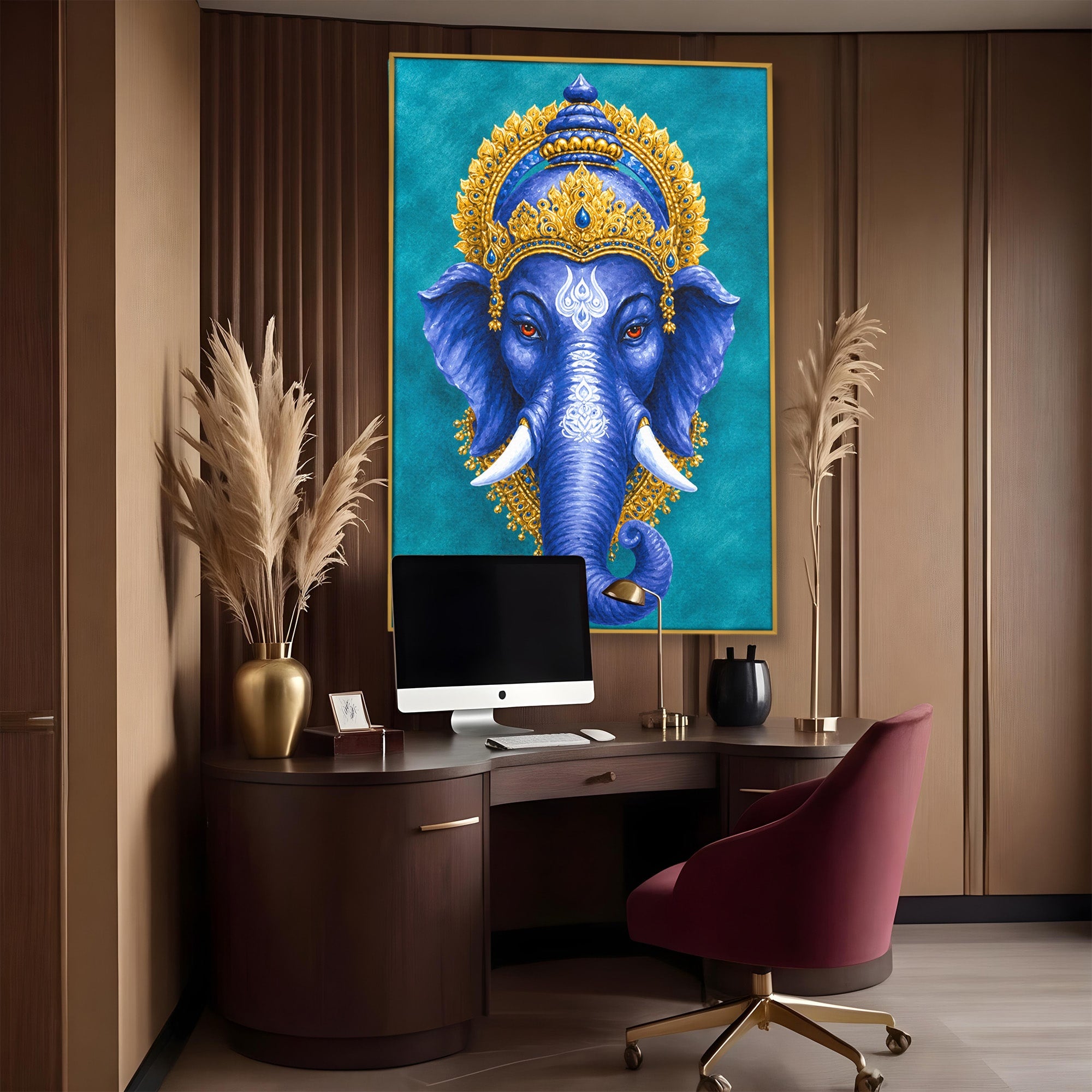Tablou Canvas Premium LuxCanva® M1663, Elefant Regal, Elefant, Arta, Spiritualitate, Portret, Exotic, Living, Dormitor, Culori Vibrante
