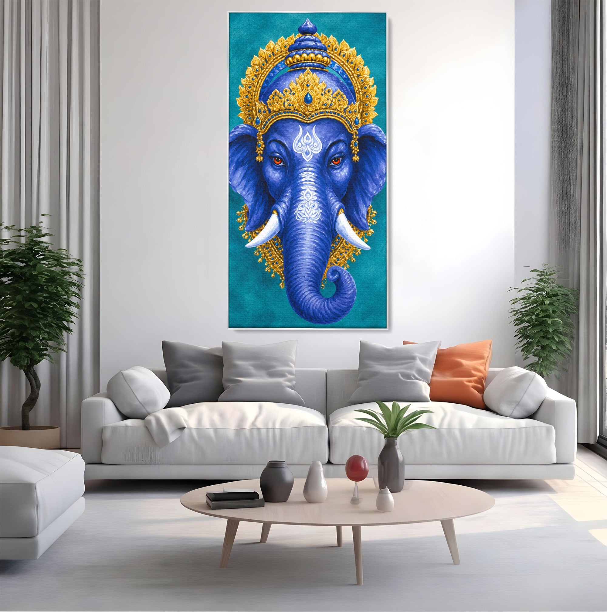 Tablou Canvas Premium LuxCanva® M1663, Elefant Regal, Elefant, Arta, Spiritualitate, Portret, Exotic, Living, Dormitor, Culori Vibrante