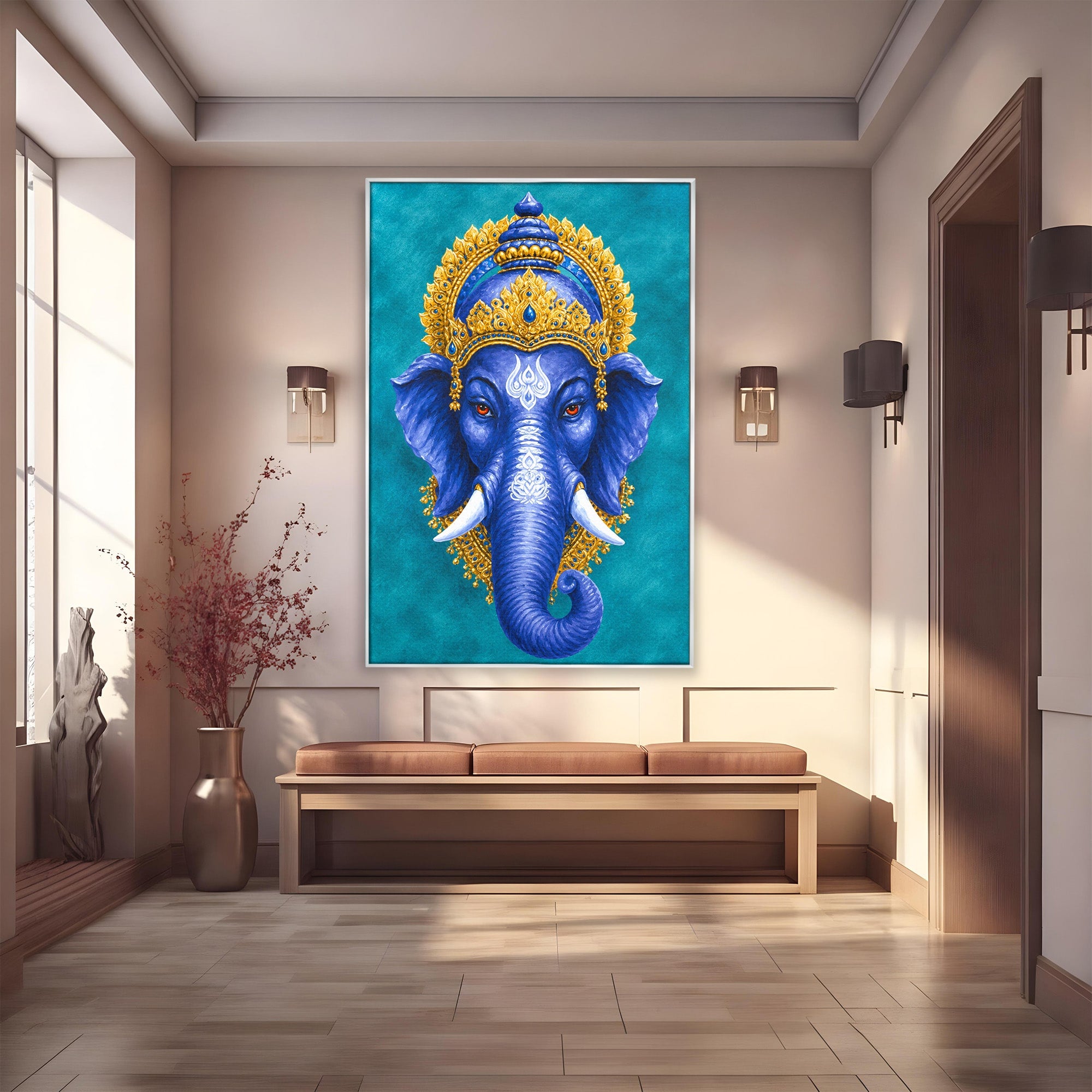 Tablou Canvas Premium LuxCanva® M1663, Elefant Regal, Elefant, Arta, Spiritualitate, Portret, Exotic, Living, Dormitor, Culori Vibrante