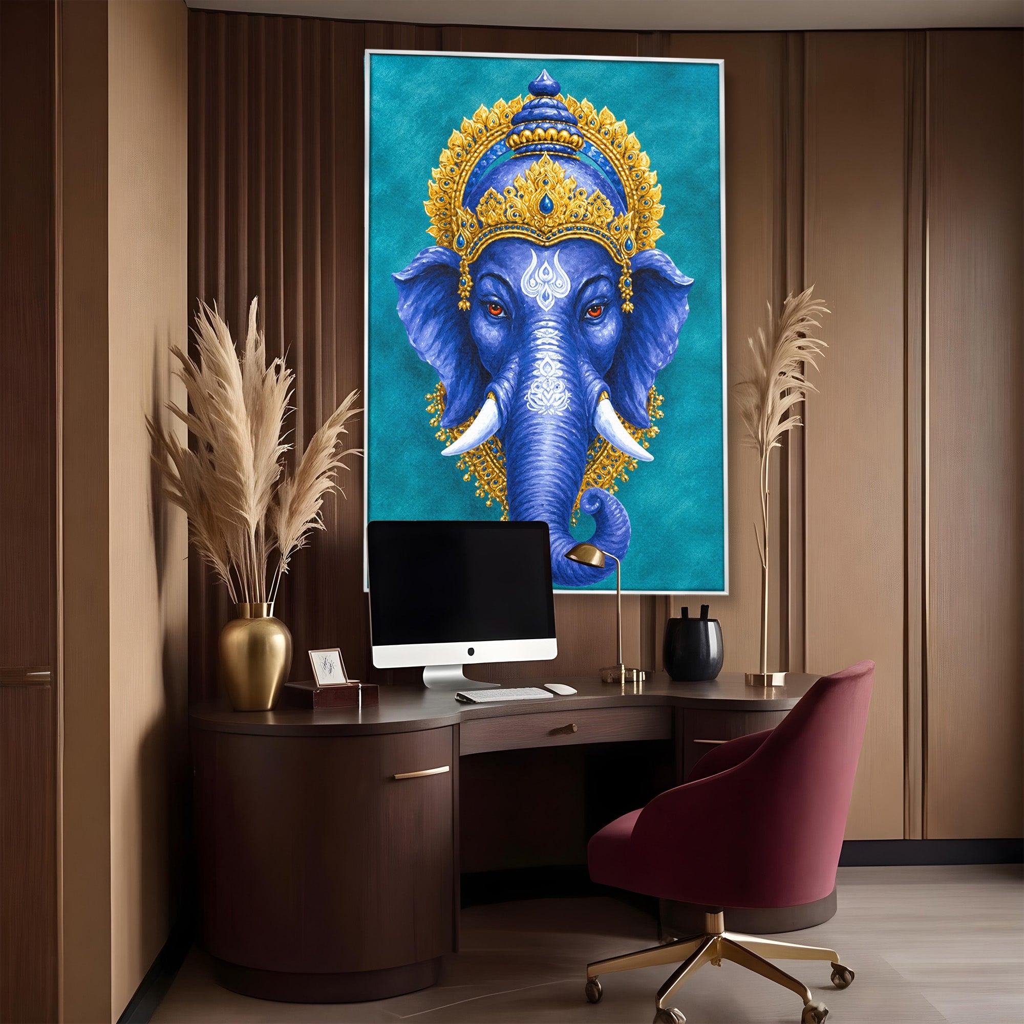 Tablou Canvas Premium LuxCanva® M1663, Elefant Regal, Elefant, Arta, Spiritualitate, Portret, Exotic, Living, Dormitor, Culori Vibrante