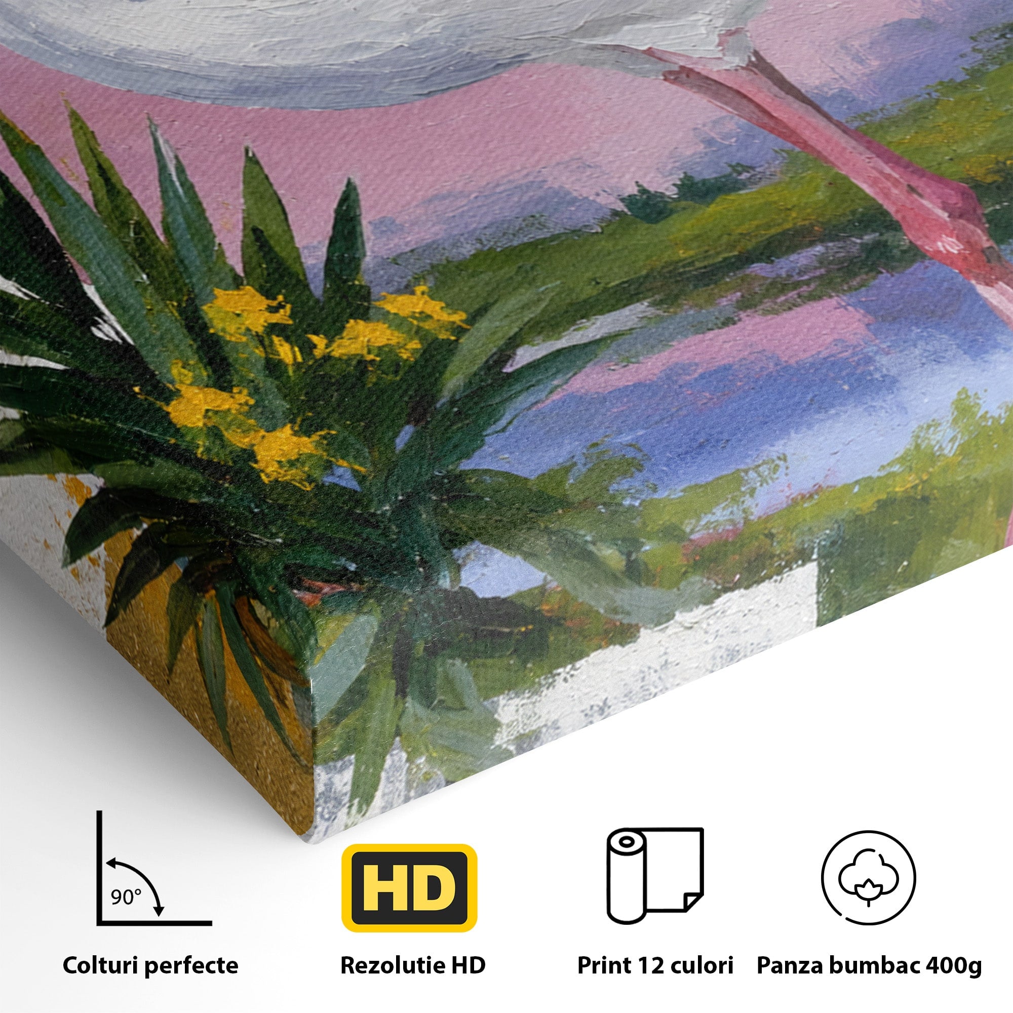 Tablou Canvas Premium LuxCanva® M1664, Flamingo Exotic, Flamingo, Natura, Modern, Peisaj, Living, Culori Vibrante