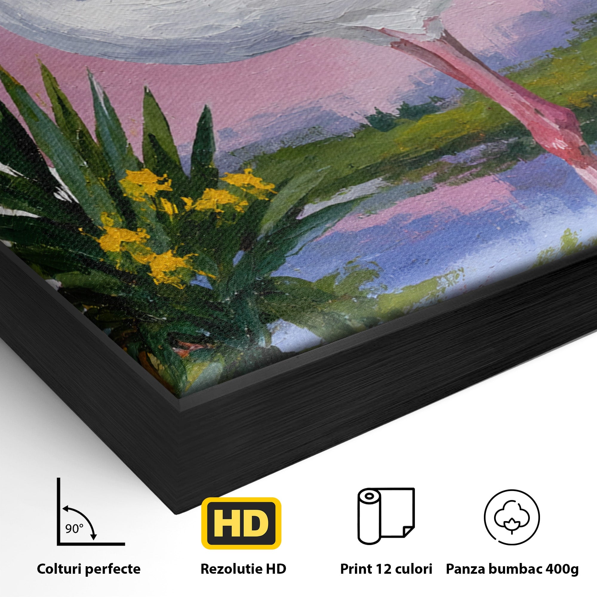 Tablou Canvas Premium LuxCanva® M1664, Flamingo Exotic, Flamingo, Natura, Modern, Peisaj, Living, Culori Vibrante