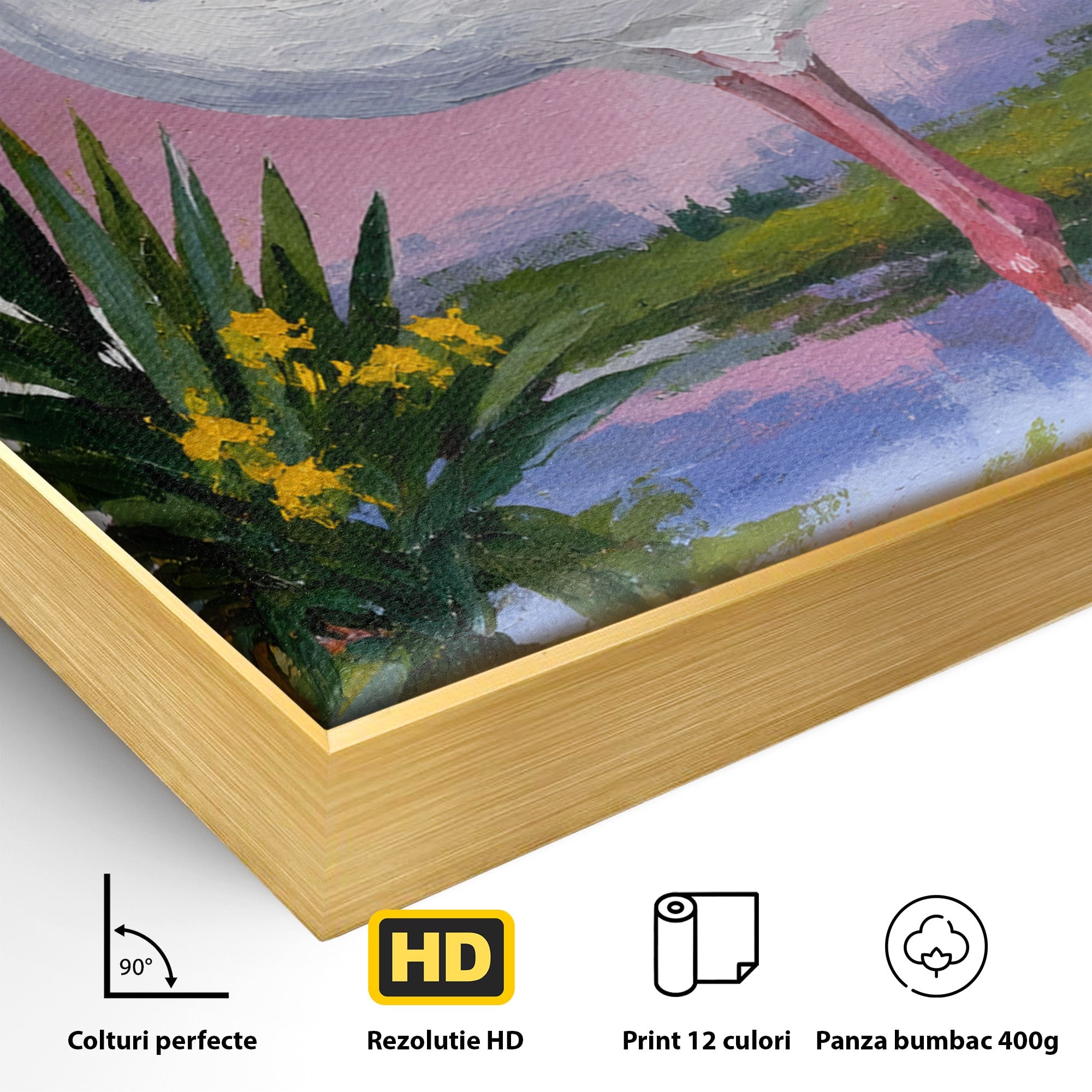 Tablou Canvas Premium LuxCanva® M1664, Flamingo Exotic, Flamingo, Natura, Modern, Peisaj, Living, Culori Vibrante